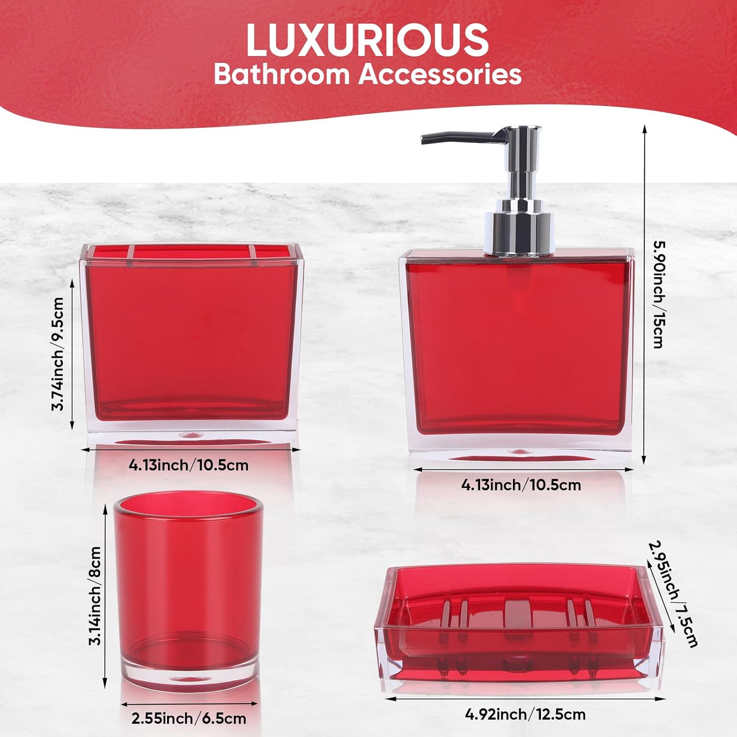 5 Piece Premium Acrylic Bathroom Accessory Set