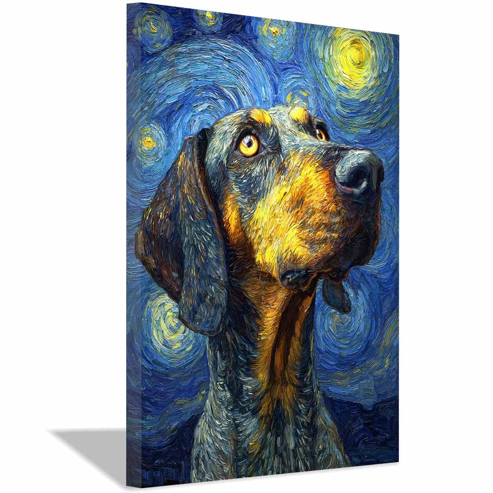 ZAMAEIU Canvas Print Wall Art Dog looking at stars Abstract Dog Animal Paintings, Suitable for living room, bedroom, for Kids Room Decoretc.(blue)-80x120cm Framed