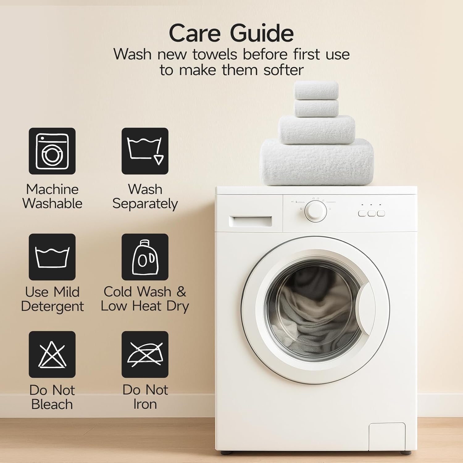 REDKISS Ultra-Plush Bath Towel Set - 900GSM Premium Thick Cotton for Bathroom & Spa, Super Absorbent Quick-Dry Bath Sheets with No Shedding (4-Piece Set for Adults, Luxury Hotel & Home Use)-White - Image 7