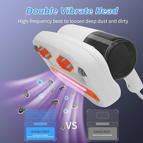 Miniatura 6 de Higoal Aspiradora de colchón, aspiradora de cama de mano, potencia de succión fuerte de 13 Kpa y doble ritmo, bajo ruido, limpieza eficiente de