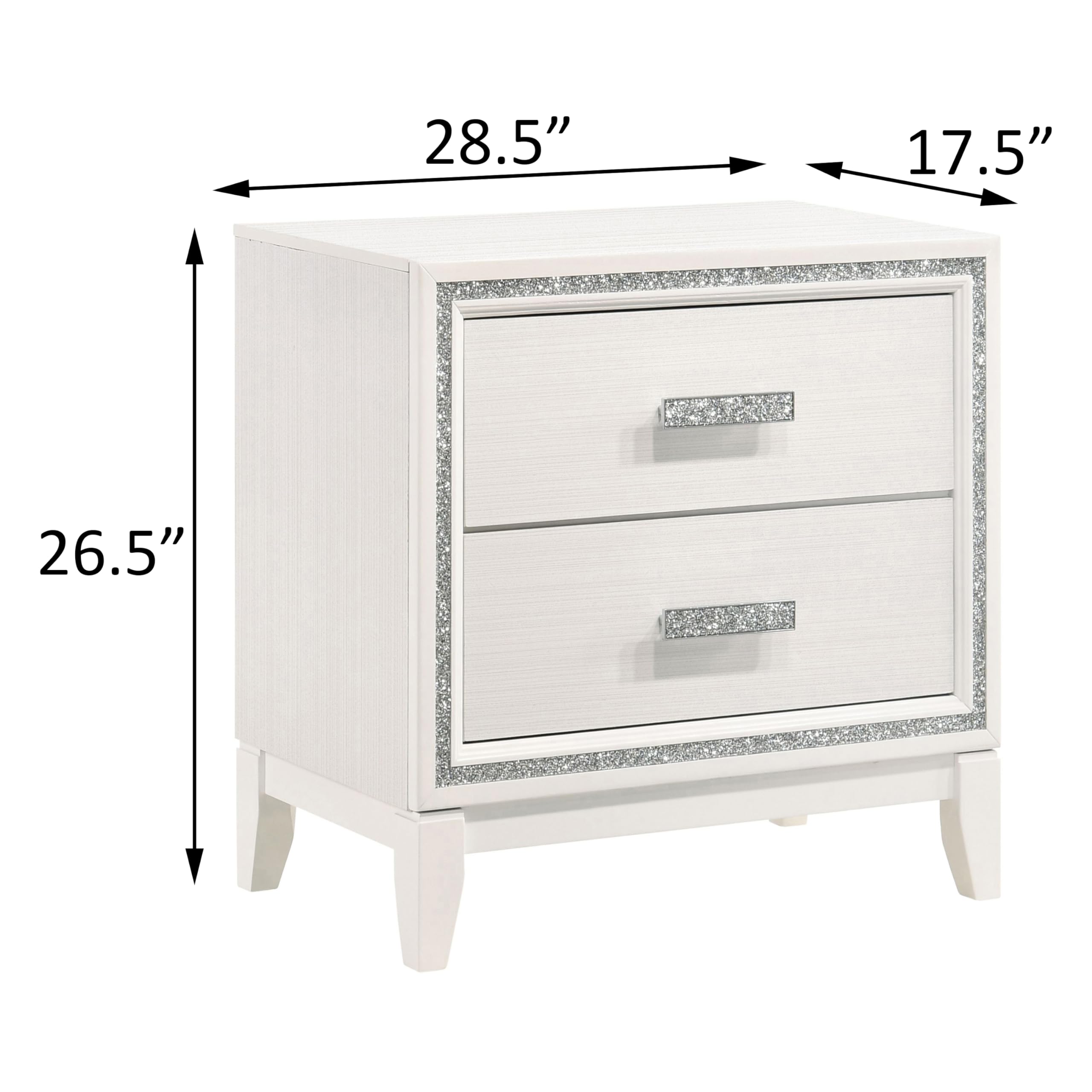 aphrophina Stylish and White 2-Drawer Nightstand with Safety Mechanism