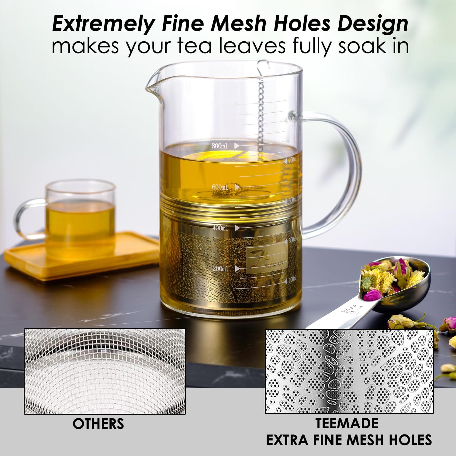 Extra Large Tea Infuser for Loose Tea & Spice Infuser for Cooking,304 Stainless Steel Tea Filters,Extra Fine Mesh Tea Strainers for Black Tea,Iced Tea,Herbs & Soup Etc - Image 3