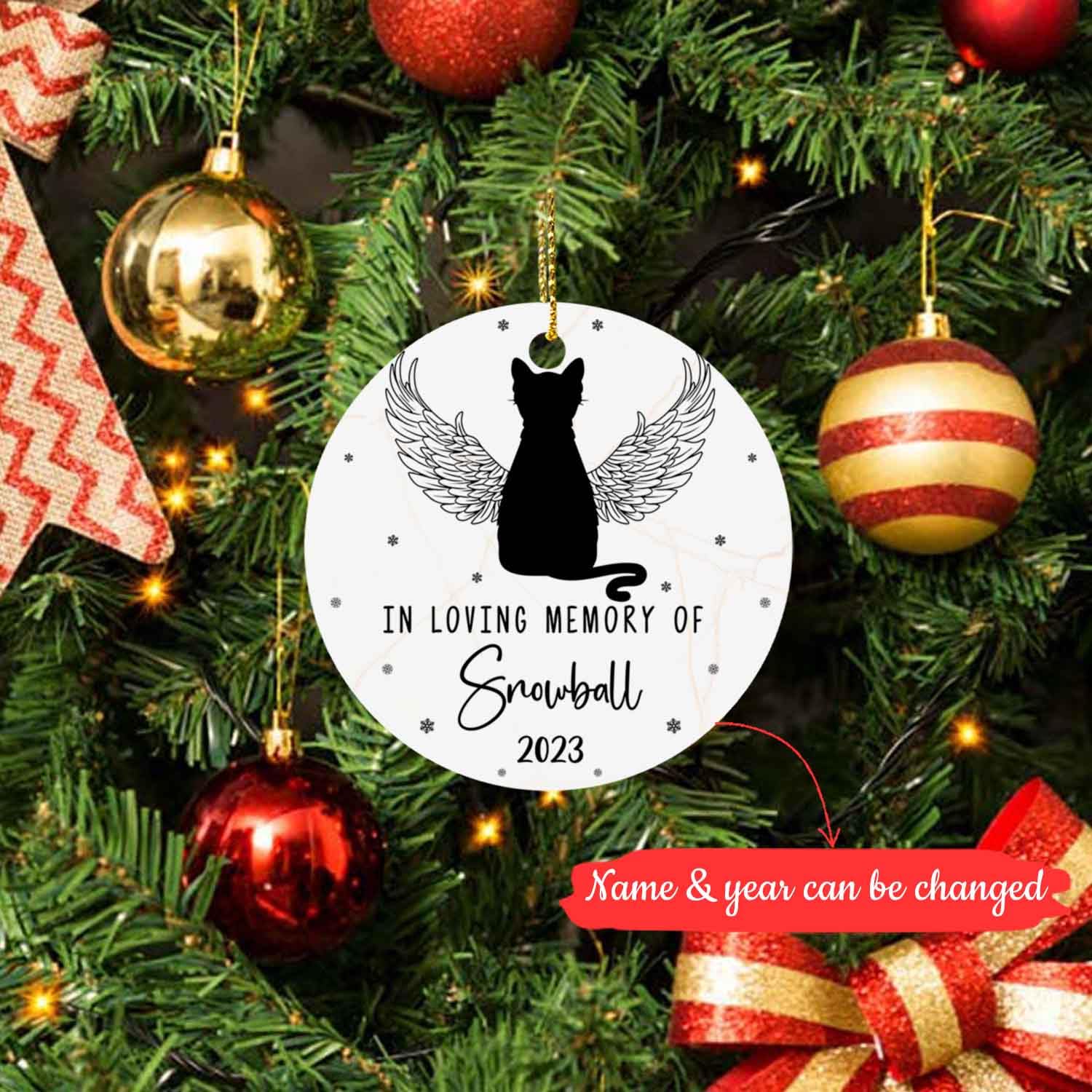 Personalized in Loving Memory Christmas Ornament 2025, Cat Memorial Christmas, Best Gifts for Cat, Pet, Family, Customized Pet Cat Lover Remember, Cat Xmas Ornament, Pet Sympathy Ornament Gifts