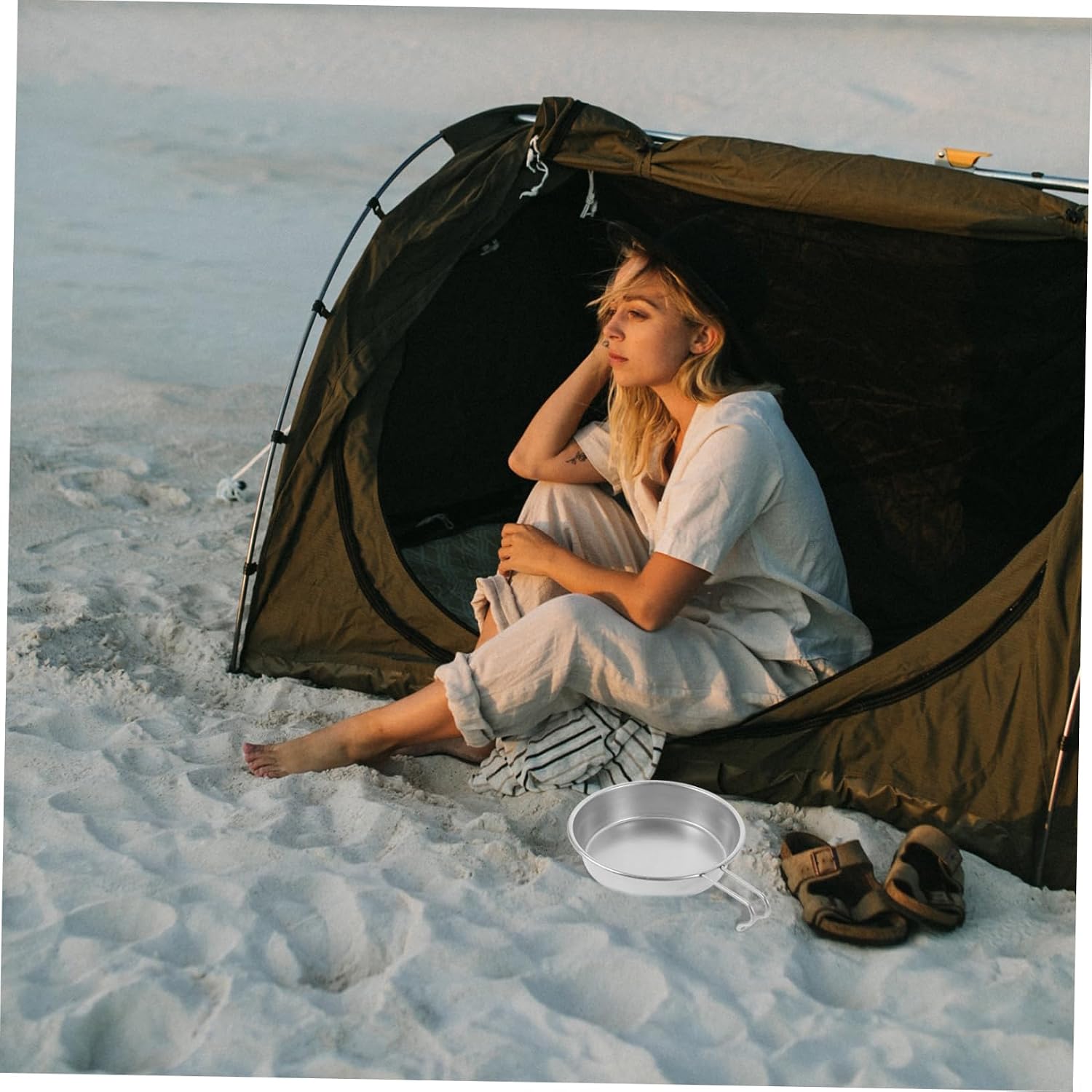 Stackable Camping Bowl Set Lightweight Stainless Steel Bowl with Handle Portable Outdoor Dinnerware for Camping Hiking and Travel