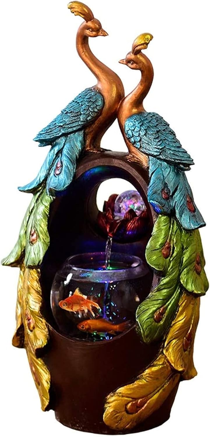 Tabletop Fountain Creative Desktop Fountain Home Decor Living Room Office Desktop Resin Fountain and Fish Tank Elegant Gift Tabletop Fountains Desktop Fountain (Color : B) (A)