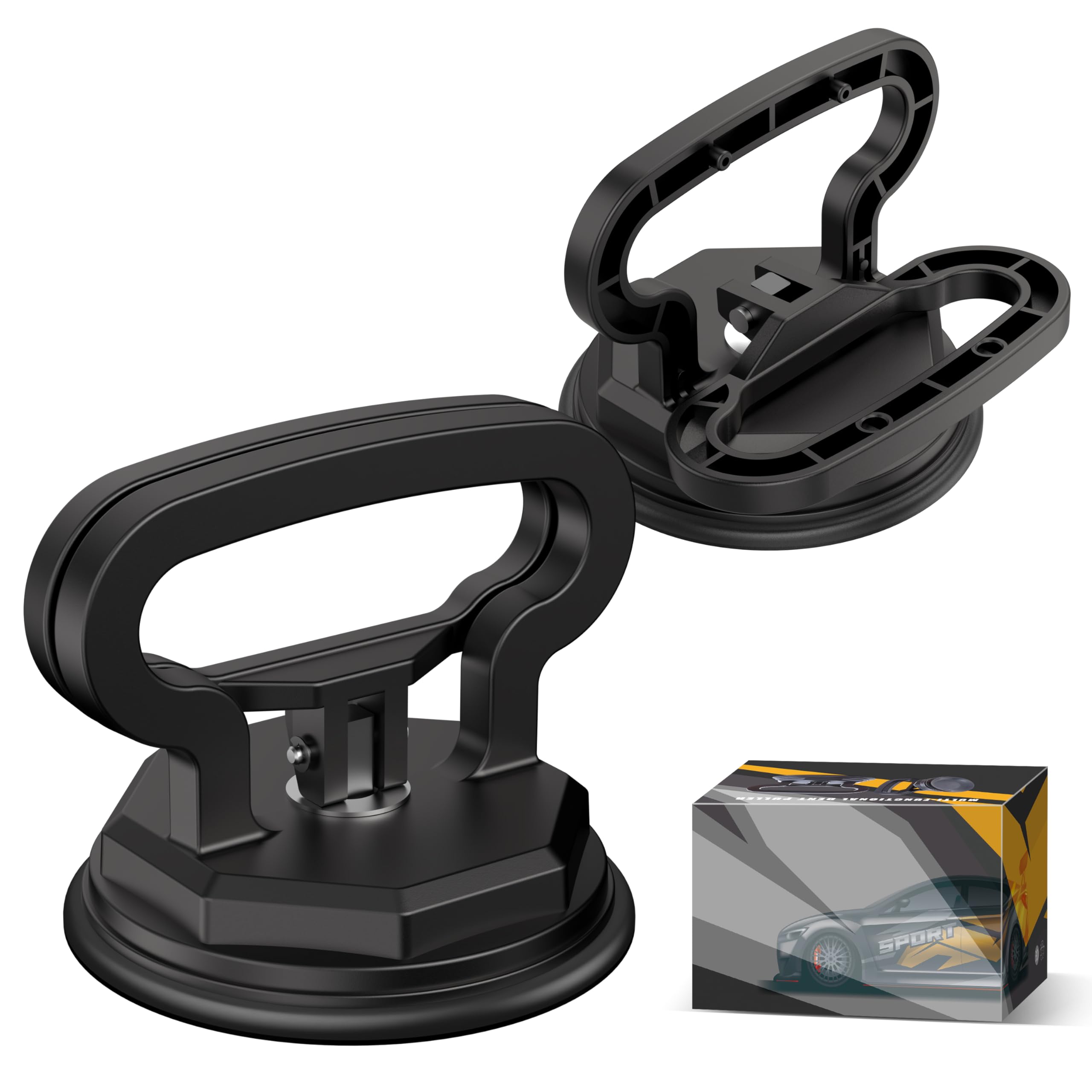 Photo 1 of Amooca Glass Suction Cup Lifter Heavy Duty Tile Marble Suction Cup Vacuum Lifter with Handle for Granite Lifting & Window Replacement 100 lbs Load Capacity (2 Pack Black Large)