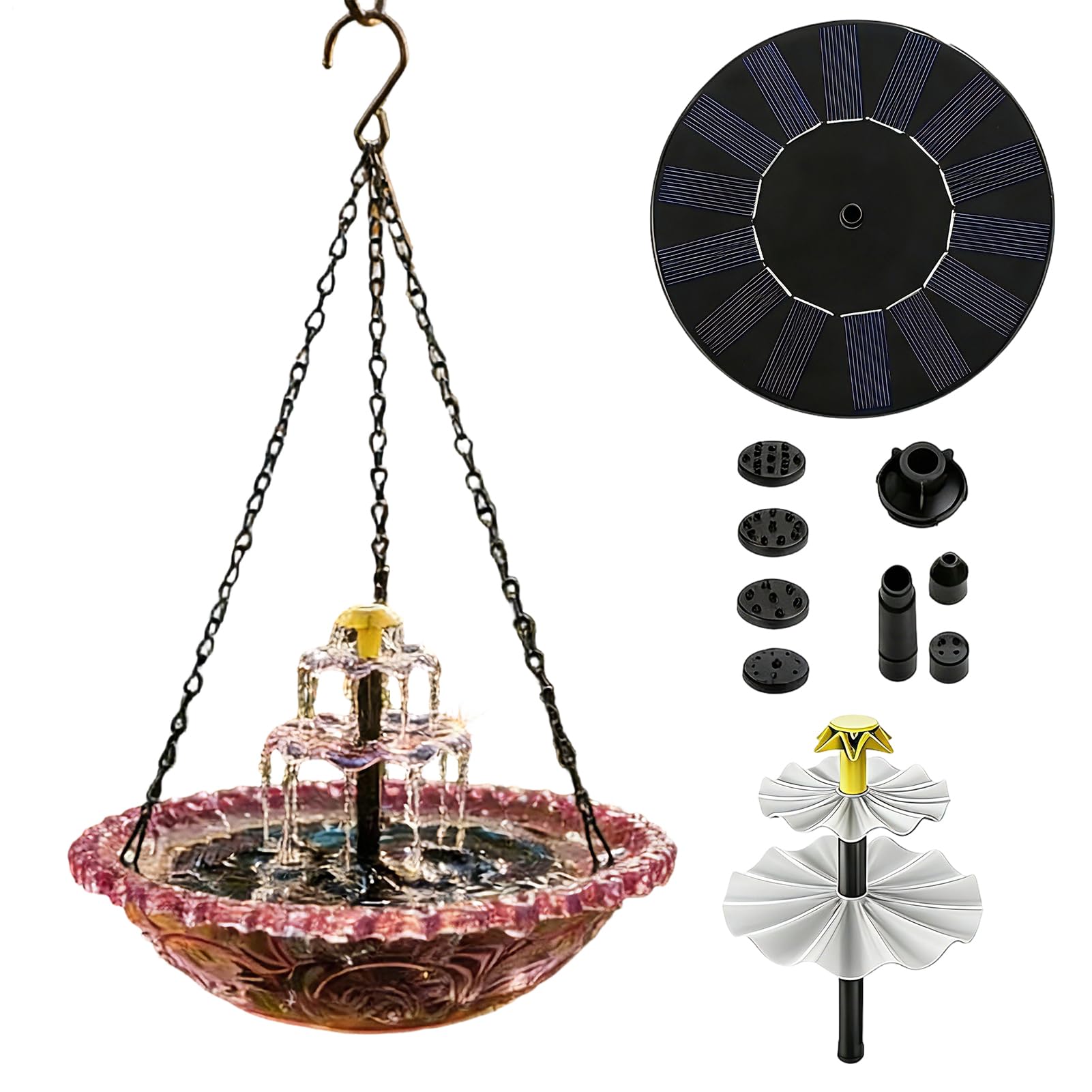 Fontane per da Bagno - Decorativa con Pompa E Spruzzatore - Fontana Solare per Bagno degli | per Attirare e Fringuelli, Arredo Esterno per Giardino Laghetto