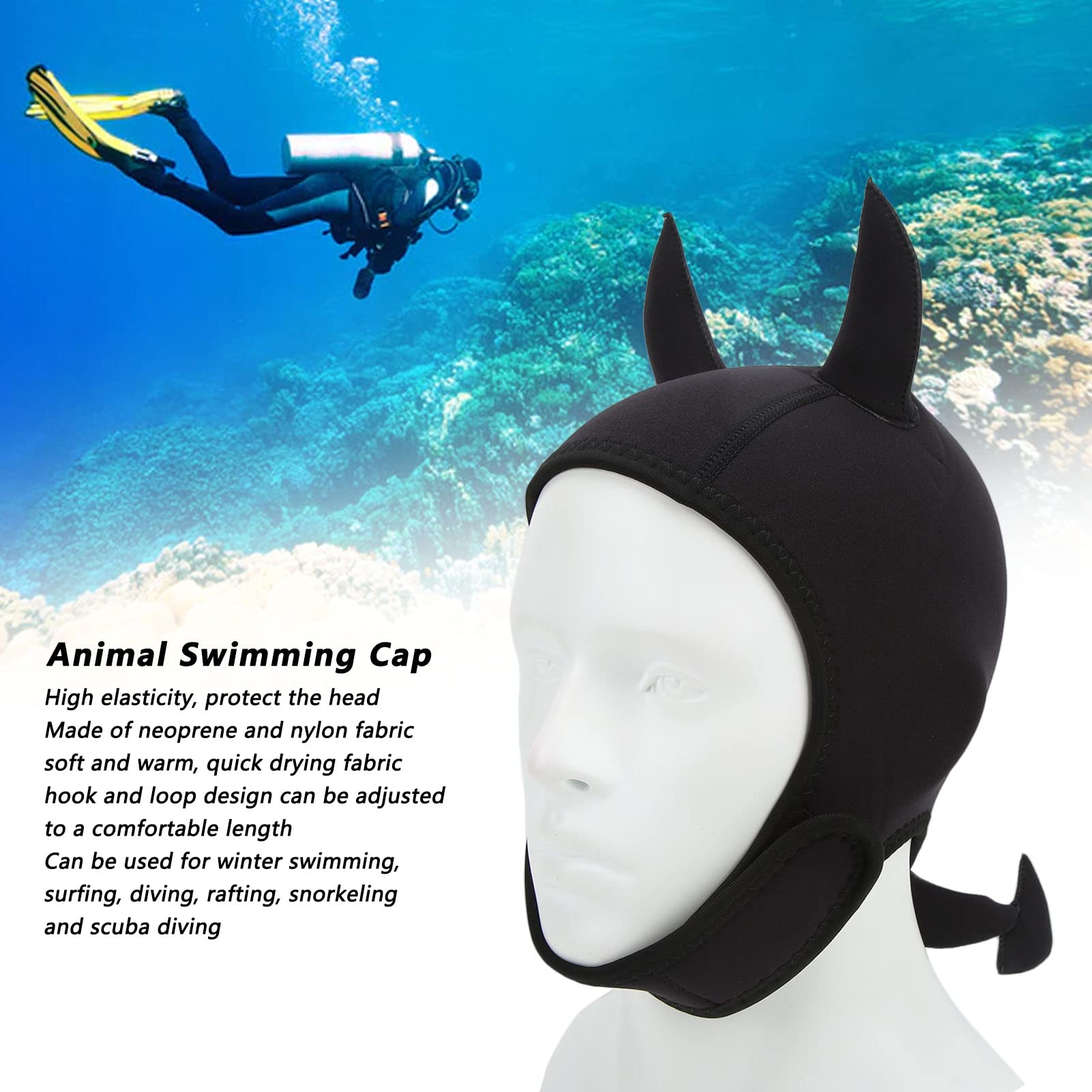 Cuffia da Nuoto in Neoprene per l'Inverno, Cuffia da Nuoto Termica Regolabile per Acqua Fredda, Attrezzatura da Surf per Immersioni e Snorkeling con Tessuto ad