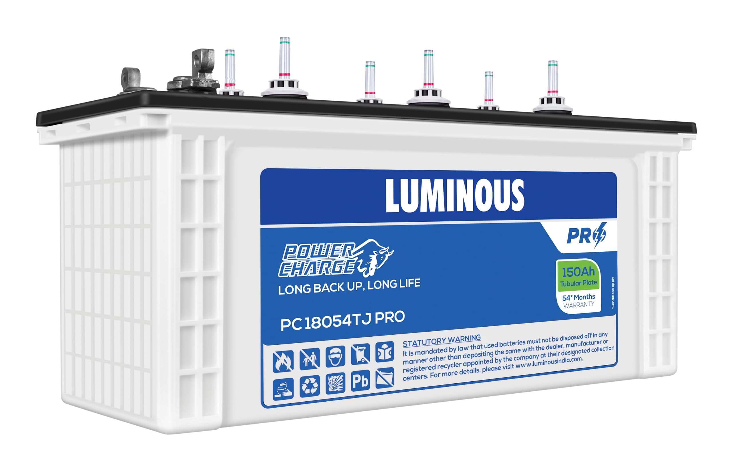 Luminous Power Charge PC18054TJ PRO 150 Ah/12V Recyclable Tubular Jumbo Inverter Battery for Home, Office and Shops-image-49