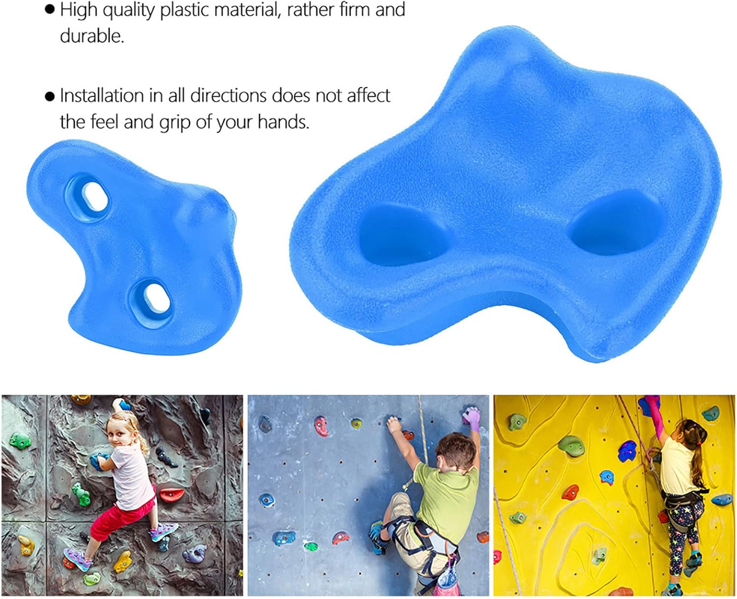 Rock Climbing Stone, 10PCS Plastic Textured Rock Climbing Holds Rock Climbing Stone Rocks Wall Stones Kids Assorted Kit Bolt for Playground Climbing (Blue)
