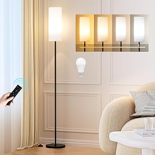Ambimall 64" Modern Floor Lamp with Remote Control, Stepless Dimmable Brightness & Color Temp 3000K-6000K, 9W LED Bulb for Living Room Bedroom Office