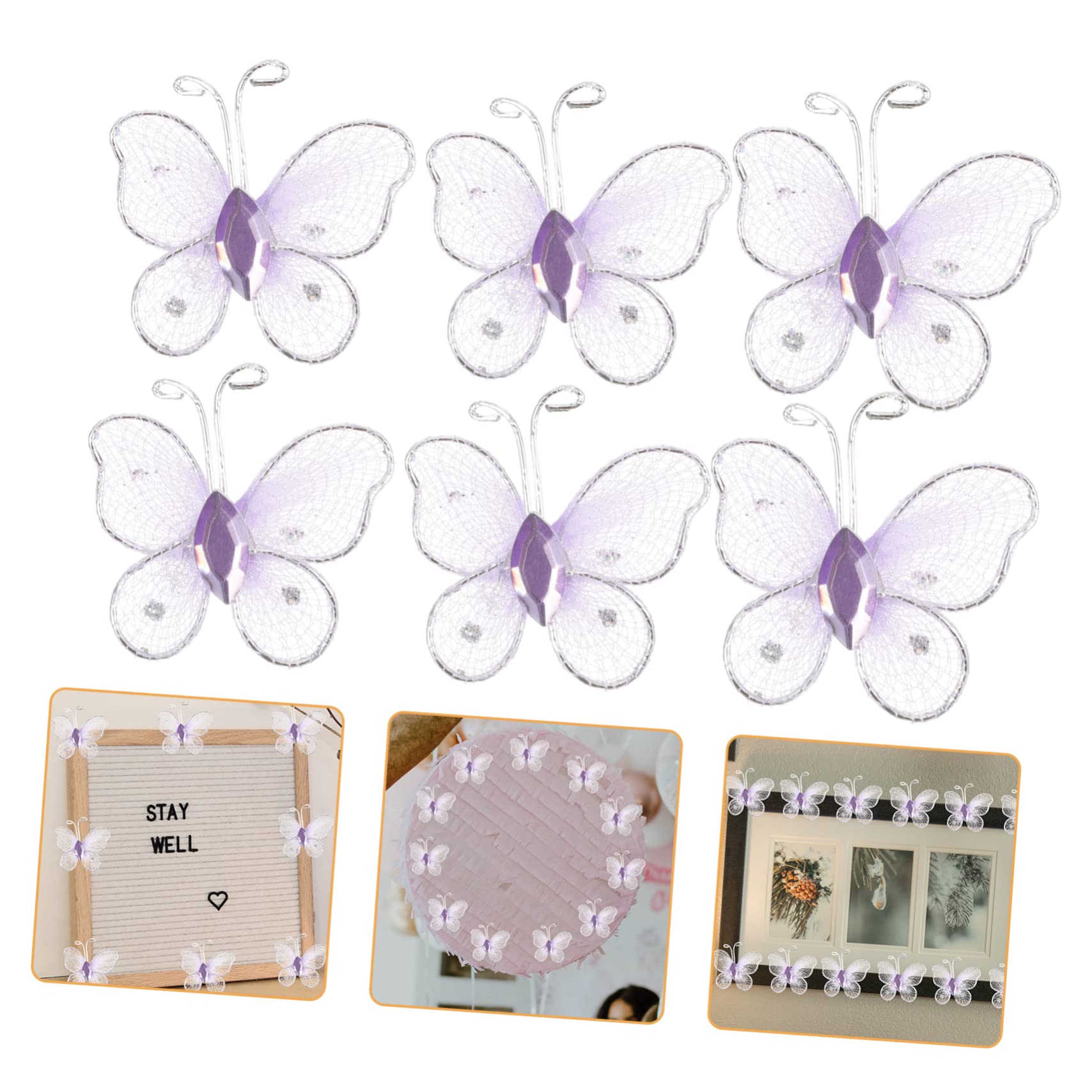 Abaodam 200stücke Netz-schmetterlinge Für Deko Kleine Schmetterlinge Für Kreative Bastelprojekte Wanddekoration Hochzeits Und Party-accessoires Leuchtende Farben