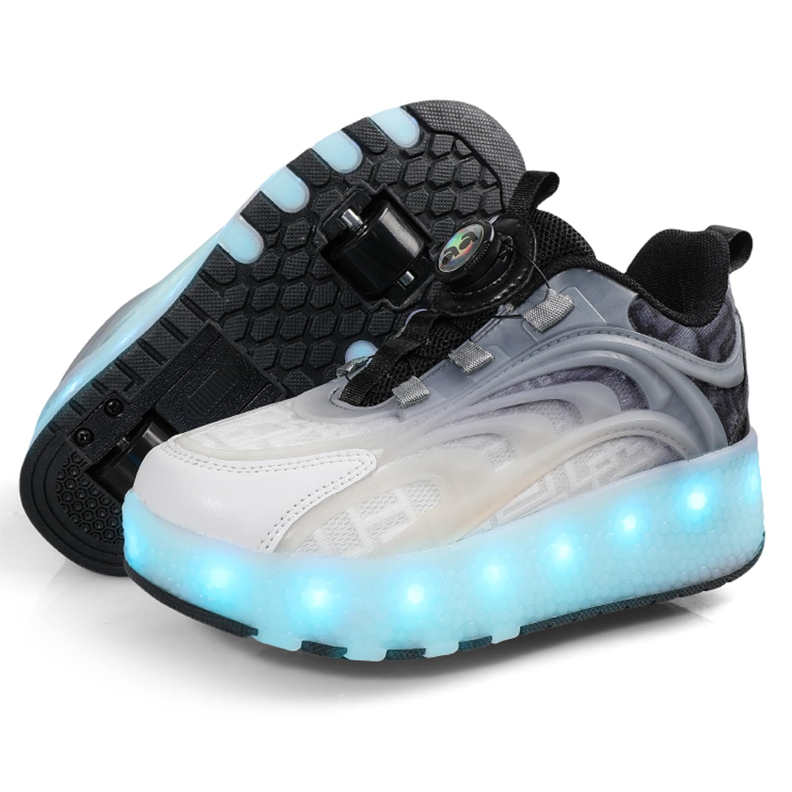 Chaussures à roulettes LED enfant basket mode rouleau rétractable USB pointure 38