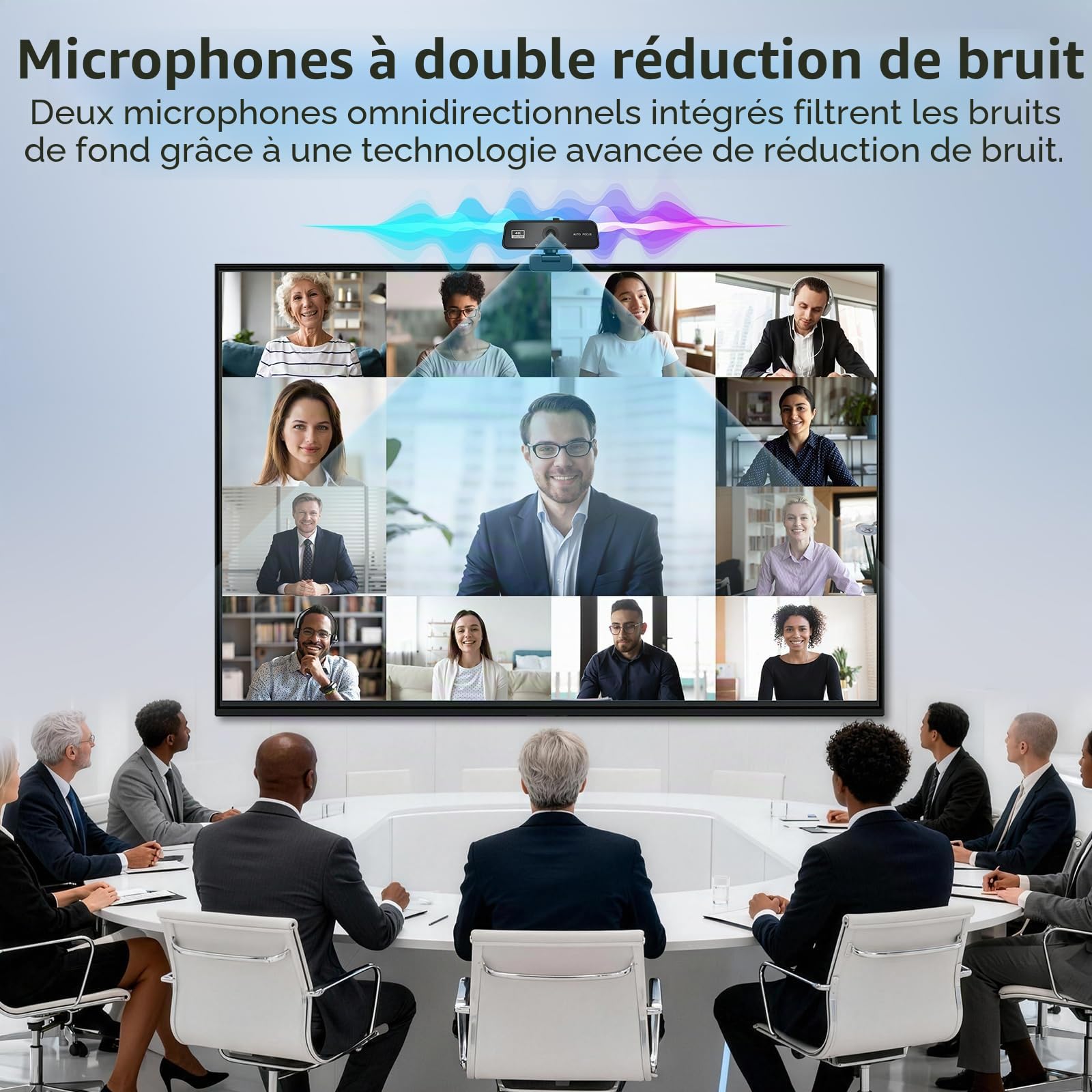 Webcam 4K UHD – Caméra de Streaming avec Microphone Anti-Bruit & Autofocus – pour Youtube, Twitch, Zoom - Compatible Windows, Mac, Linux – Plug and Play