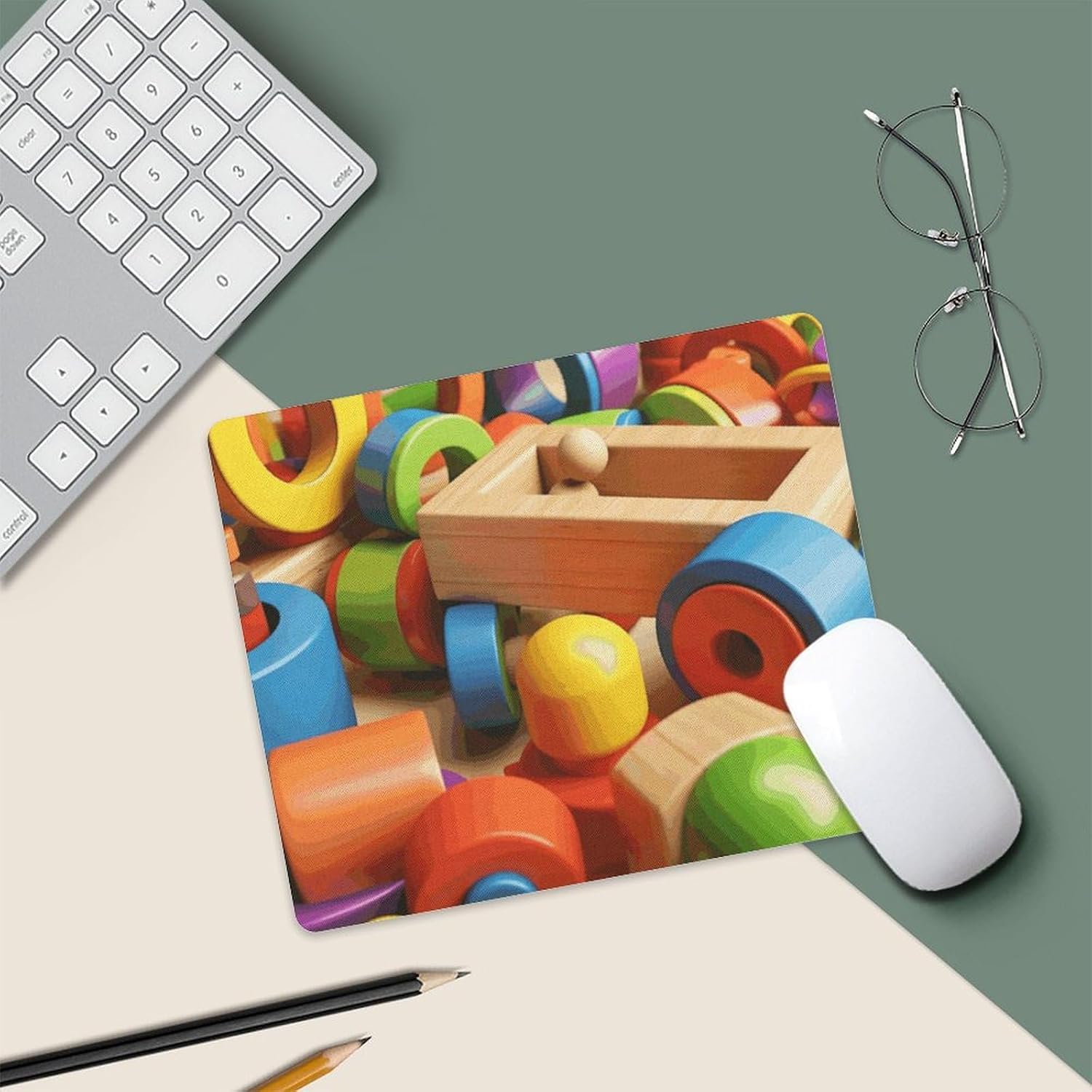 Mouse Pad Colorful Wooden Toys Mouse Pads for Wireless Mouse Desk Accessories Gaming Mousepad with Non-Slip Rubber Base Waterproof Mouse Mat for Desk Laptop Office 18 * 22cm image 5