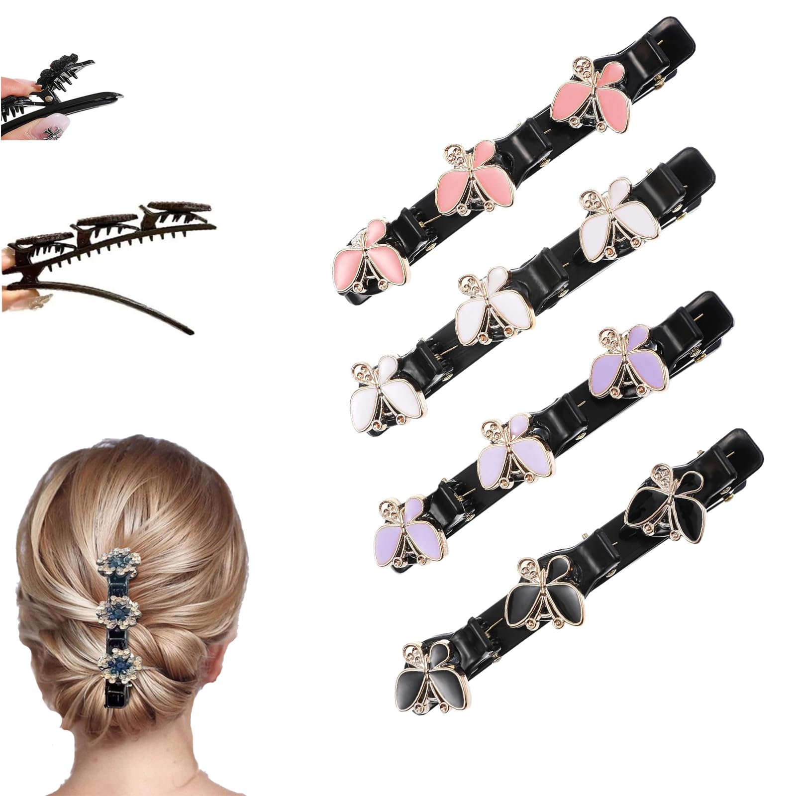 STAFANIE Braided Hair Clips for Women，Hair Clips for Styling Hair Barrettes for Women and Girls,Double-Layer Duckbill Clips, Non-Slip Hair Accessories