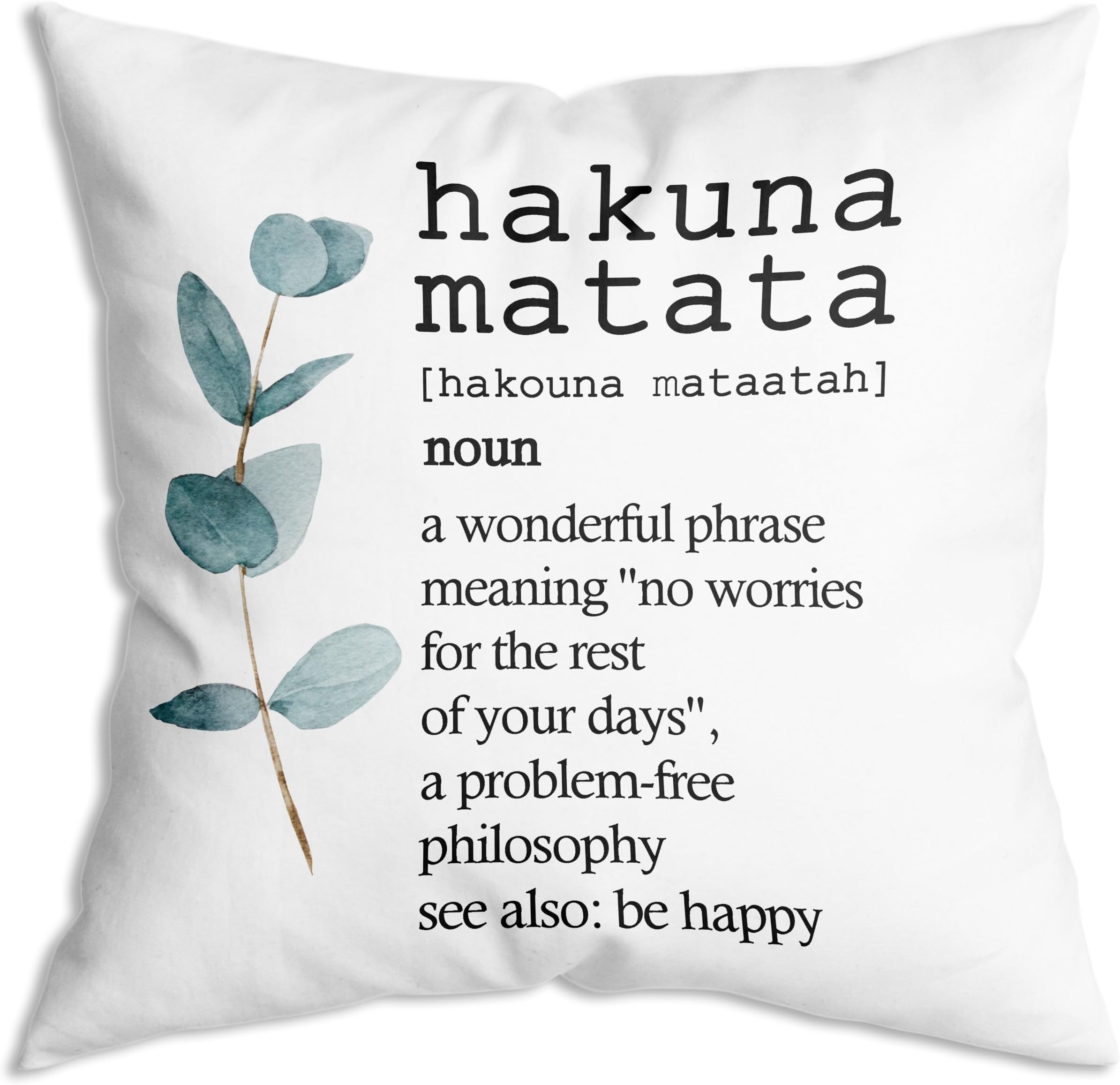 ZNGFON Funny Inspirational Hakuna Matata Word Definition Throw Pillow Cover 18x18 inch Home Room Bed Sofa Decor，Inspirational Gifts