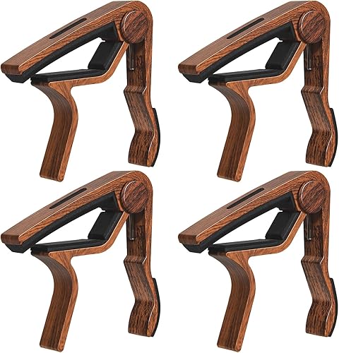 Miniatura 8 de Cejilla de guitarra con soporte para púas para guitarra acústica y eléctrica, ukelele, bajo, banjo con púas de guitarra (negro)