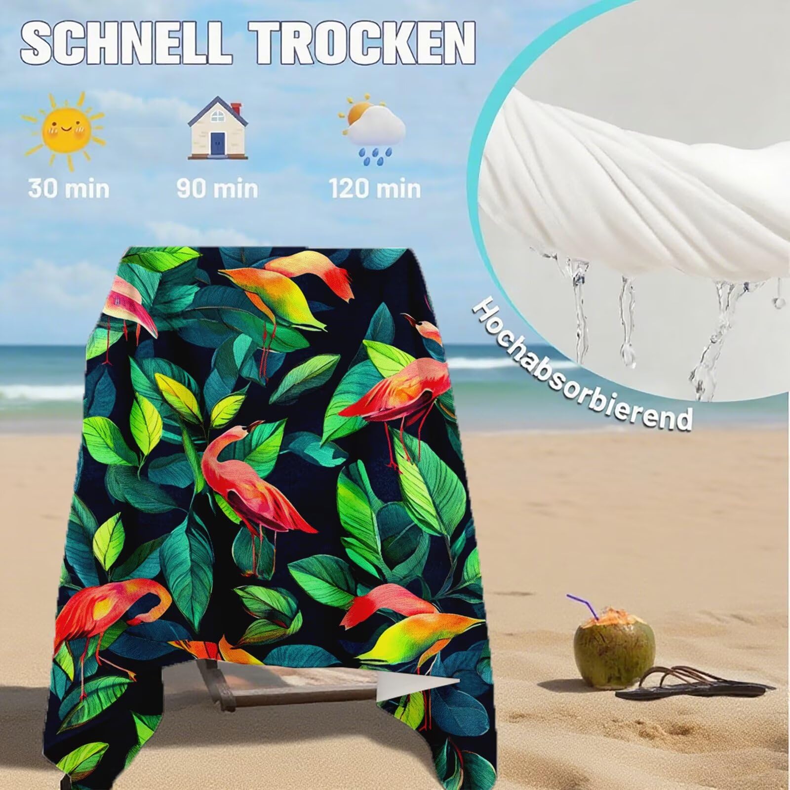 Toallas de Playa Microfibra Verde Toalla Playa Grande 180x90 cm Mujer Hombre Secado Rápido Absorbente Toallas Gimnasio Suave Sin Arena Ligera Toalla Microfibra para Playas Piscina Viajes Camping Q-252