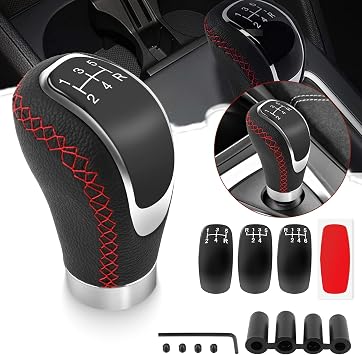 Gear Knob 5 Speed Universal Gear Knobs Non-Slip Manual Gear Knobs with 4 Adapters 8 mm 10 mm 11 mm 12 mm Car Interior Automatic Spare Parts for Most Cars with Manual Transmission