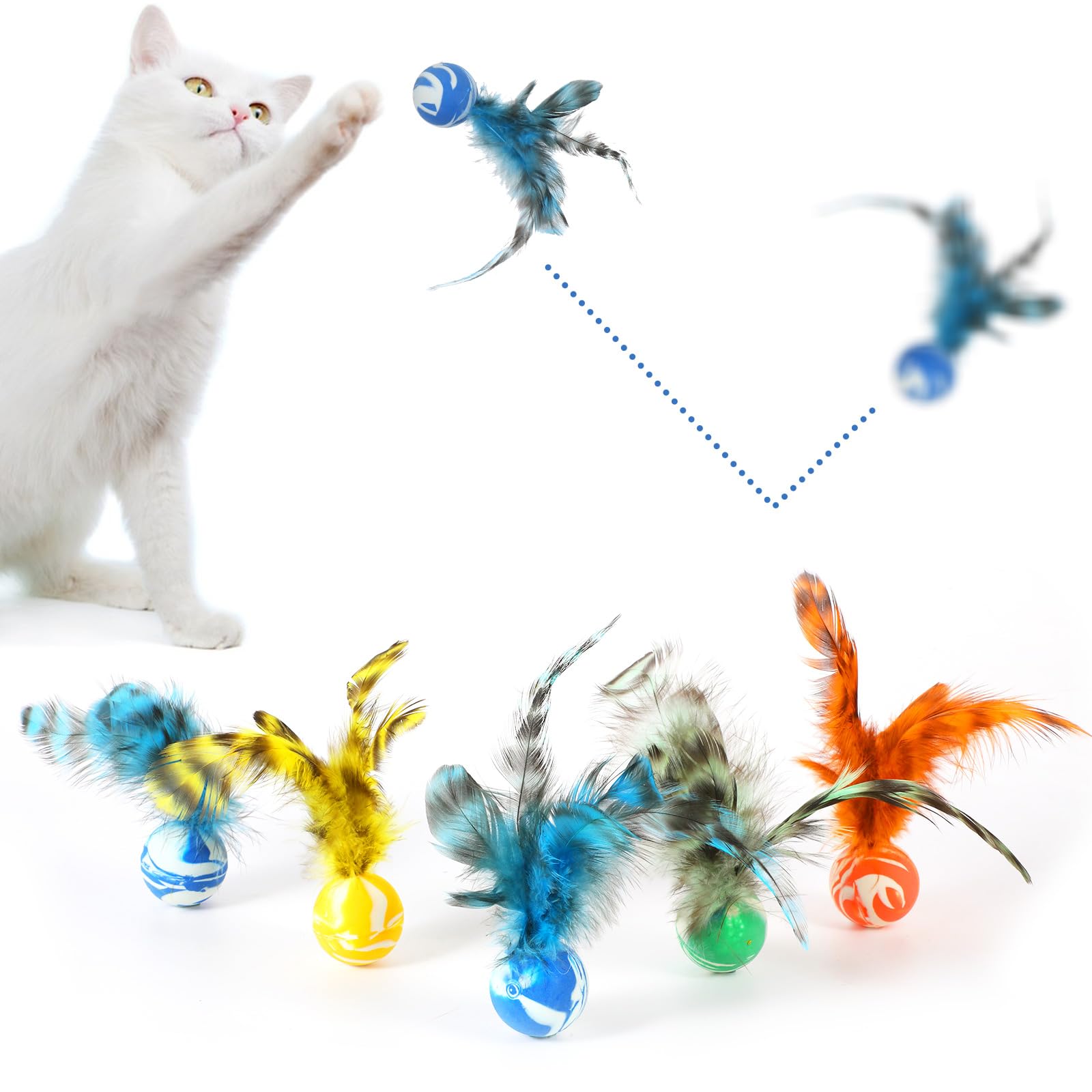 5 Pcs Bouncy Balls for Cats - Kitten Toys & Cat Toys for Indoor Cats