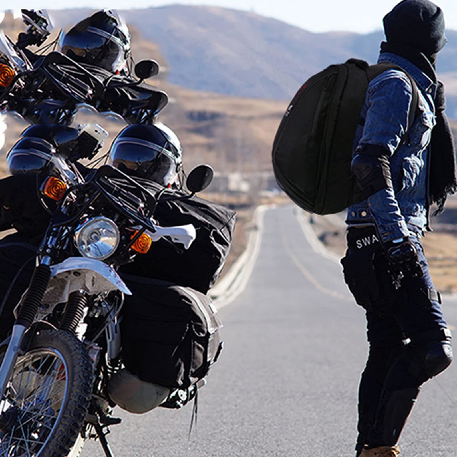 In Sella A Uno Zaino Di Grande Capacità Borsa Da Viaggio Impermeabile Per Locomotiva Un Totale Di 6 Strisce Riflettenti Nella Parte Anteriore E Posteriore, Pedalare Di Notte E Nei Giorni Di Pioggia