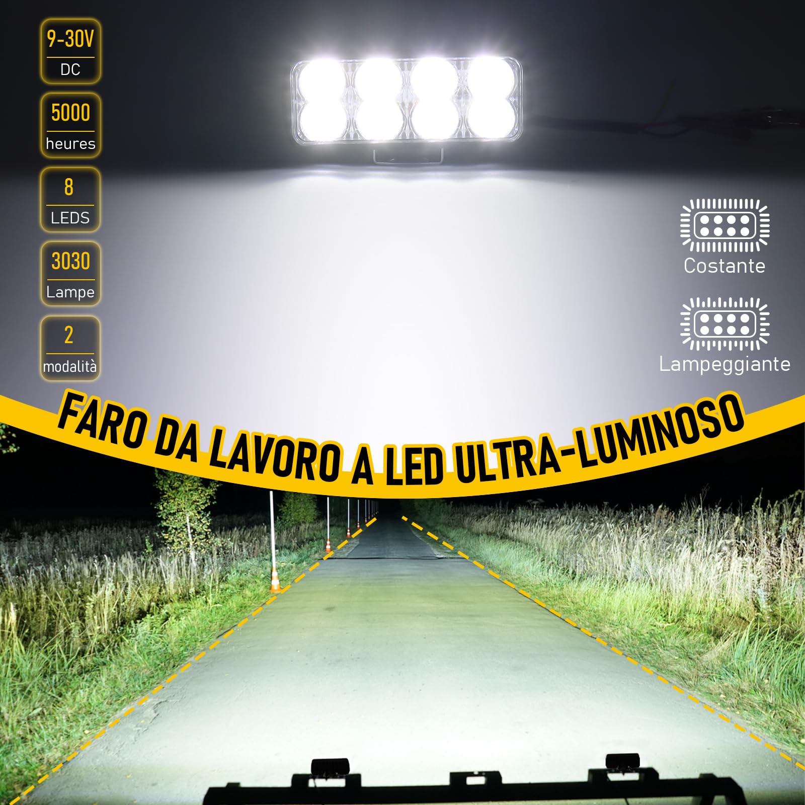 antom Faro da Lavoro LED 4X24W Mini barra led 12v luminosa faro 12v 24V IP67 impermeabile luce di retromarcia faro ausiliario auto per escavatore trattori trattori ATV camion