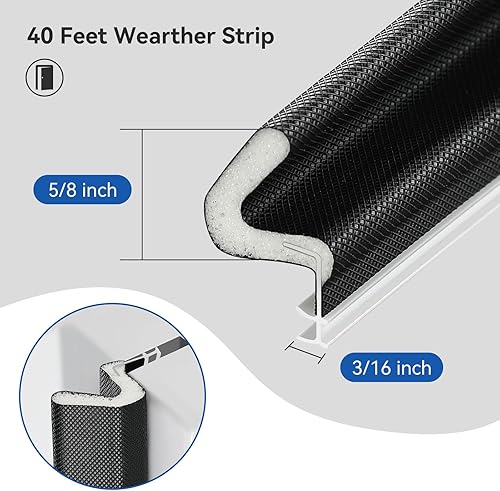 Miniatura 6 de ASWEI Burlete para puerta de 40 pies, espuma Q", burlete de repuesto para selladores de puertas exteriores para marco de puerta, tira de sellado de