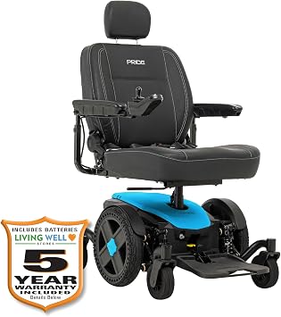 Pride Jazzy EVO 614HD Heavy-Duty Power Wheelchair, 450 Lbs. Weight Capacity, with 5-Year Extended Warr Robins Egg Blue, 22" x 20" - 22" Seat
