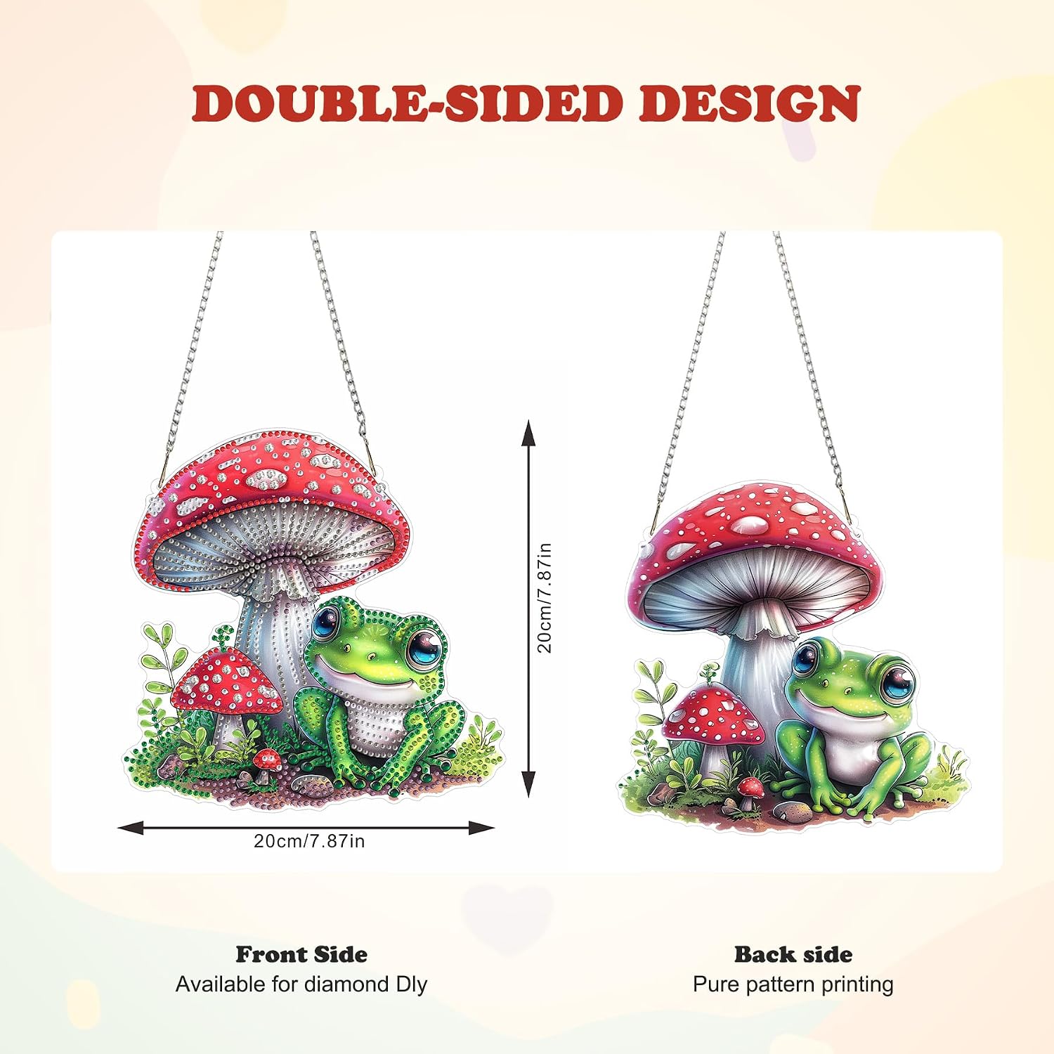 HEIBAGO Frog Diamond Art Hanging Kits for Adults, Mushroom Diamond Art Suncatchers, 5D Special Shape Diamond Painting Pendant,DIY Window Ornament Gifts for Home Garden Door Wall Decor 8.3 x 8.3In image 4