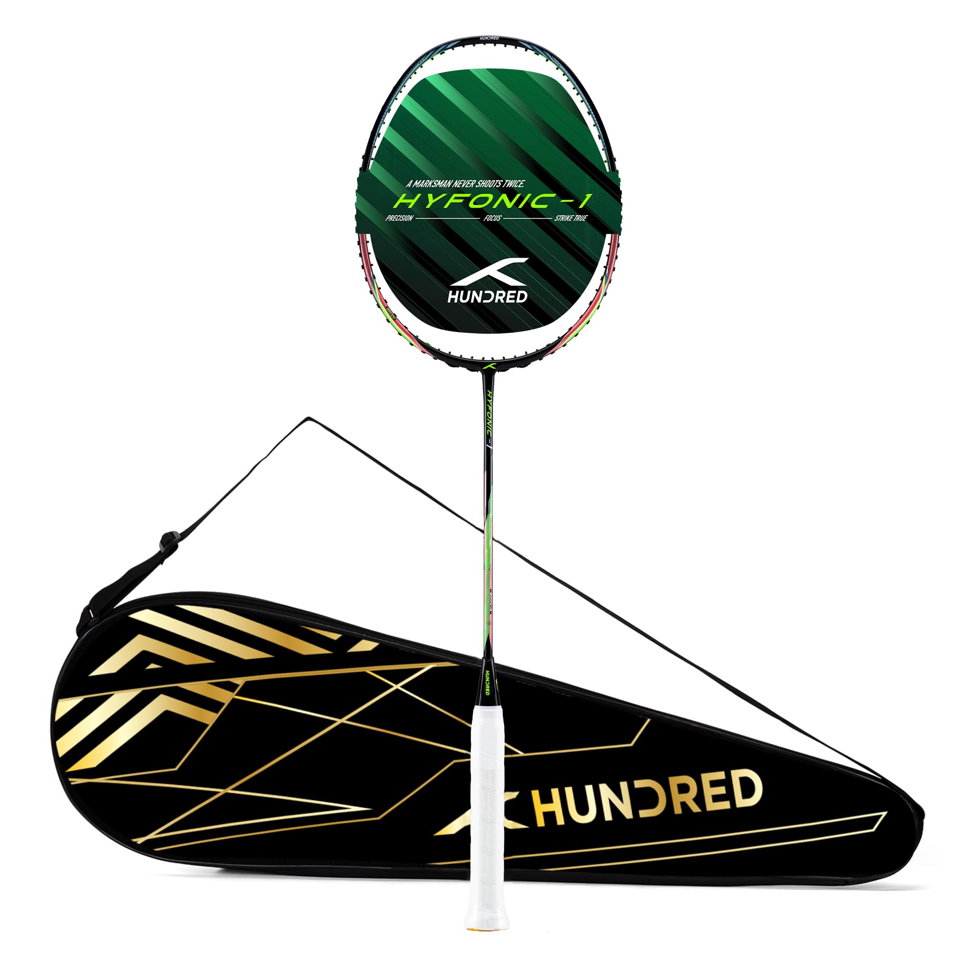 Hundred Hyfonic 1 (Unstrung) Badminton Racket | Graphite Frame | Precision Control Racket | Balanced Feel for Accurate Shots | Max Tension 30 lbs | Full Cover Included-image-13