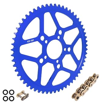 58 Tooth Sprocket with Chain Links for Surron, CNC 58T Chain Sprocket 7075 Aluminum Compatible with Segway X160 X260 Sur Ron Light Bee X - Blue
