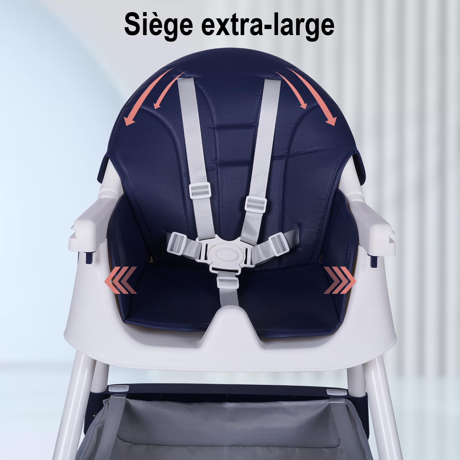 Chaise Haute Bébé Pliable Chaise Enfant Voyage avec roulettes, dossier réglable, tablette amovible, siège avec ceinture de sécurité pour 6 mois à 6 ans Repas Bébé 20kg (Bleu foncé)