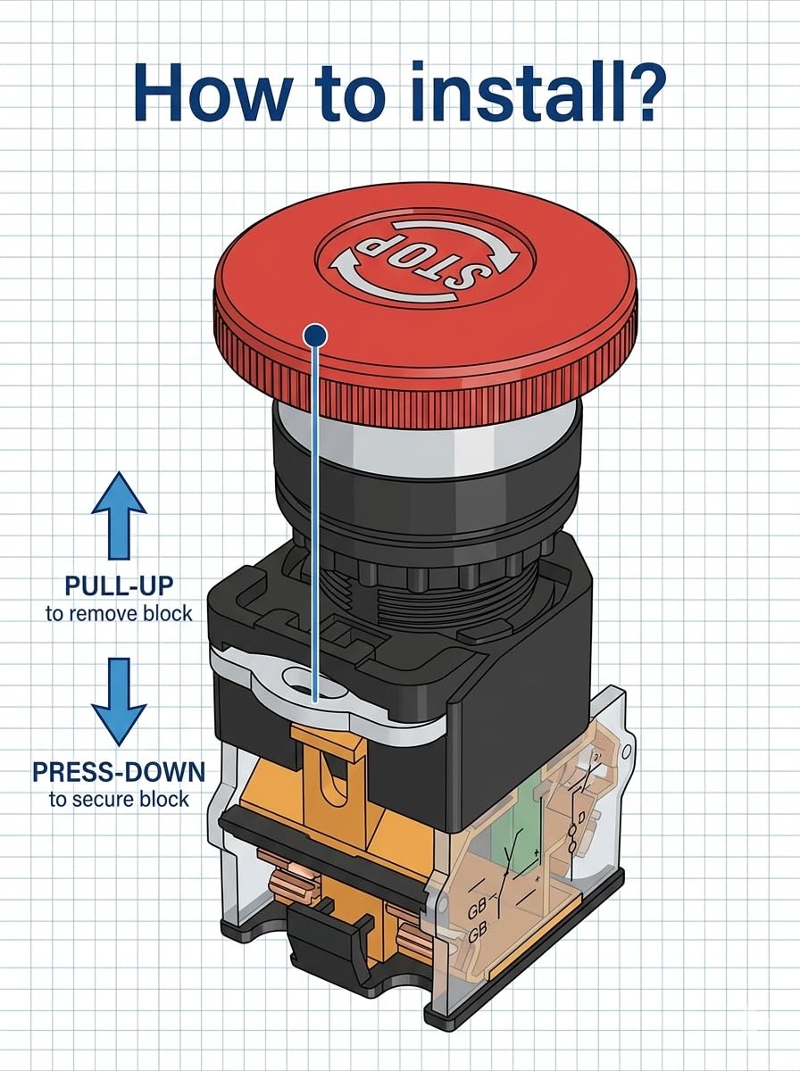 DAKSH ONM LA155-B8 Emergency Stop Push Button Switch, 22mm