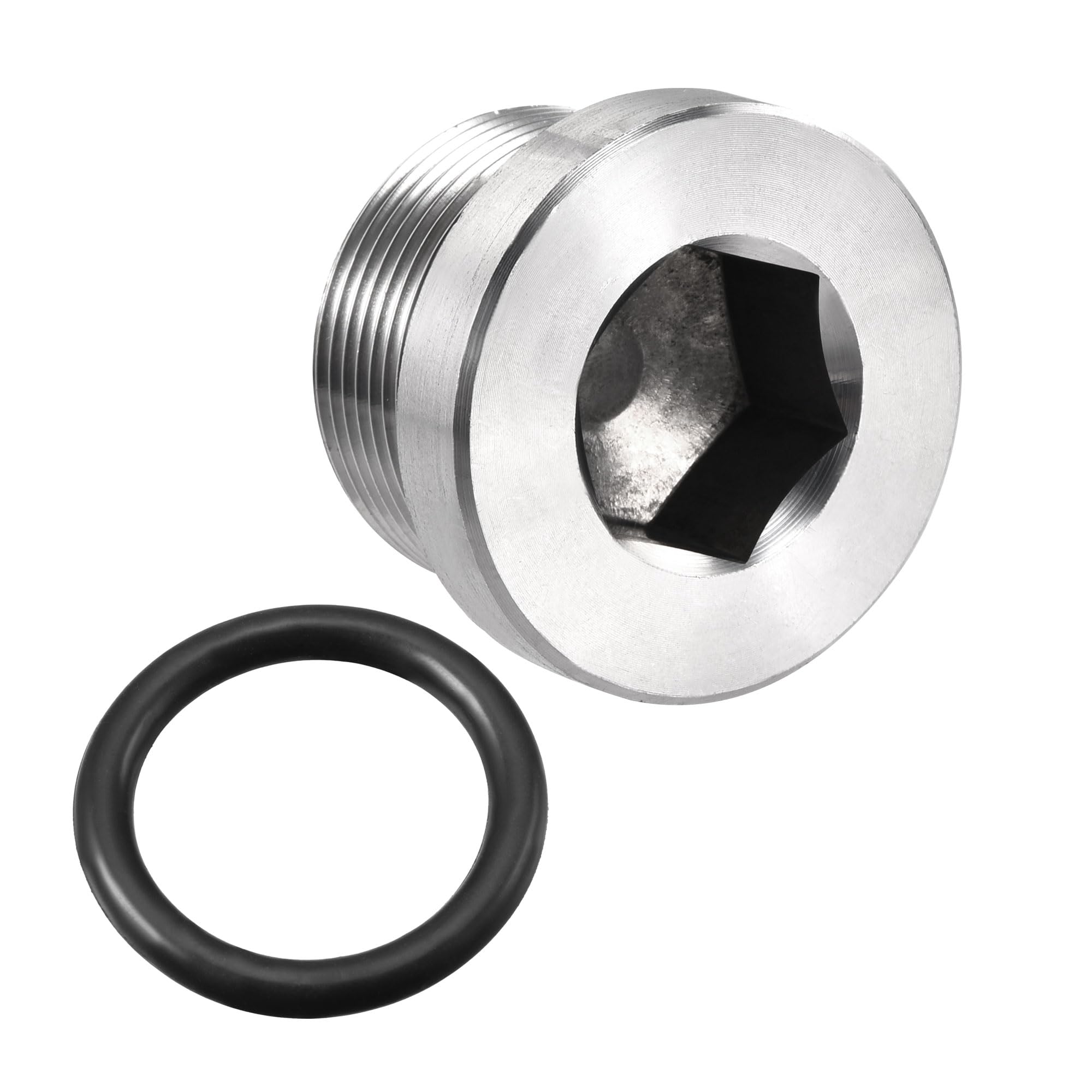 Tapón de tubería M30x1.5 uxcell de acero inoxidable con junta hermética para terminales