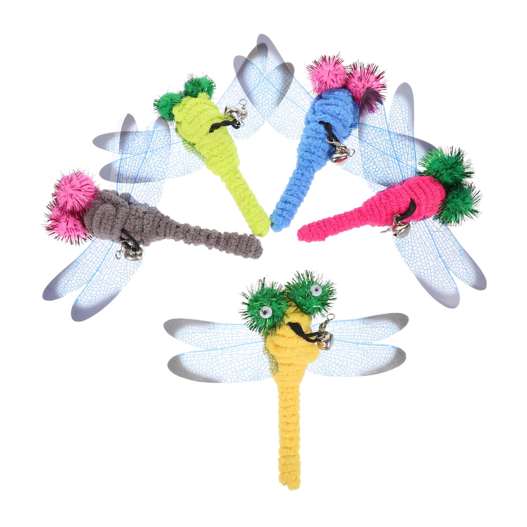 minkissy 15 pezzi Cat Teaser Bacchetta giocattolo coniglio giocattoli sfusi gatto verme giocattolo Cat Toys libellula gatto sostituzione gatto bacchetta allegati coniglietto giocattoli per conigli