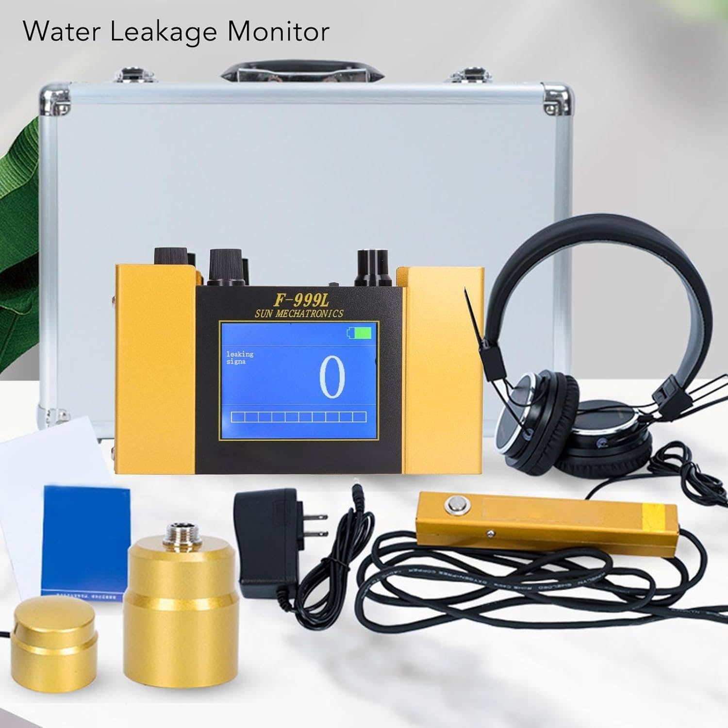 Sensore di perdite d'acqua per tubi sotterranei, 4 marce, rilevamento regolabile con auricolare, rilevatore di perdite d'acqua professionale per uso interno ed esterno