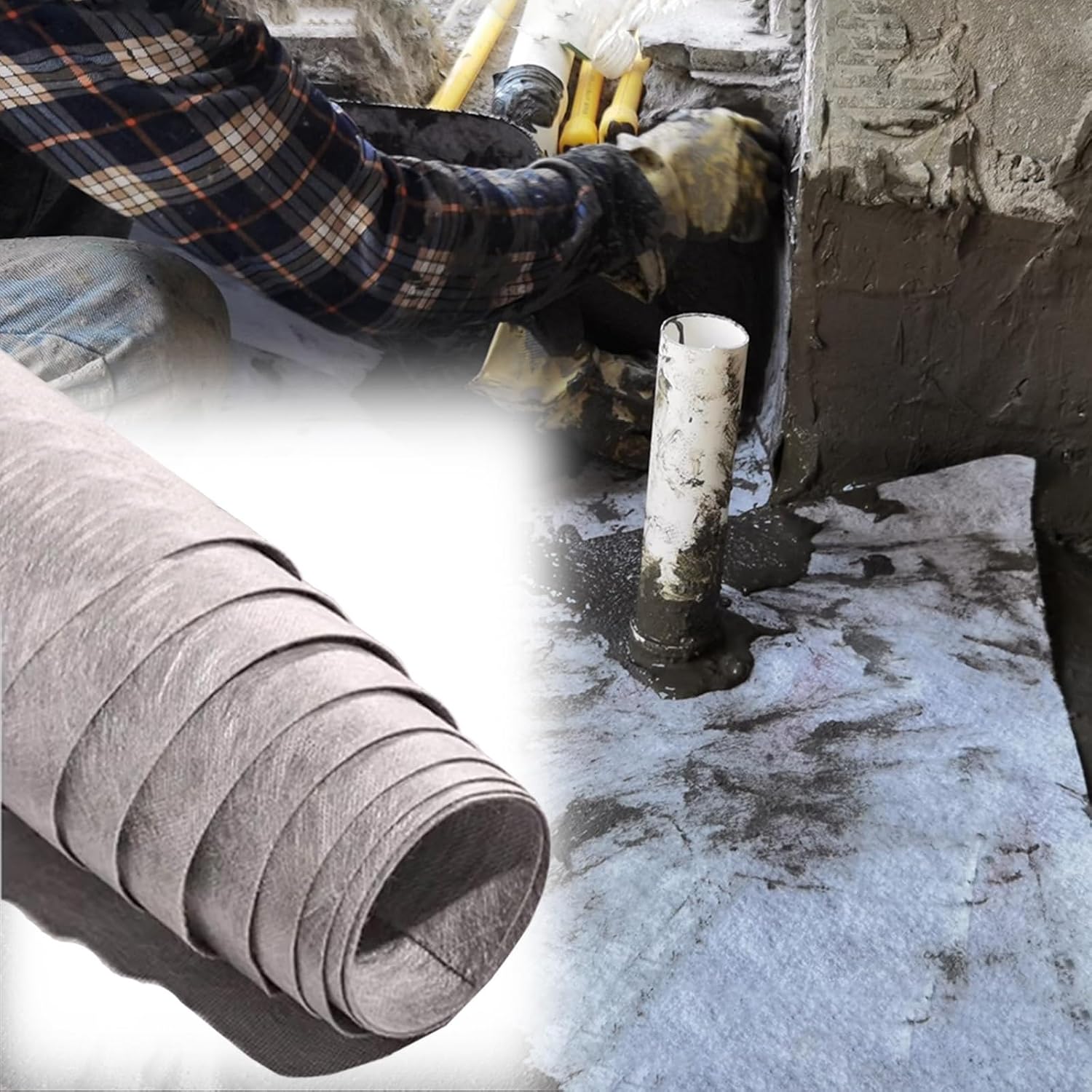 Tile Waterproofing Membrane Underlayment for Bathtub Surrounds Shower Wall Floor, Bathroom Remodel Waterproof Membrane, Tear-Resistant Polyethylene Fabric Roll(Long 192FT)