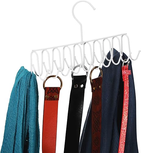 Miniatura 6 de Percha de metal extraíble con ganchos, chales, cinturón y toallas, organizador de almacenamiento, ahorro de espacio, 20 ganchos, 12 x 4 x 3 pulgadas
