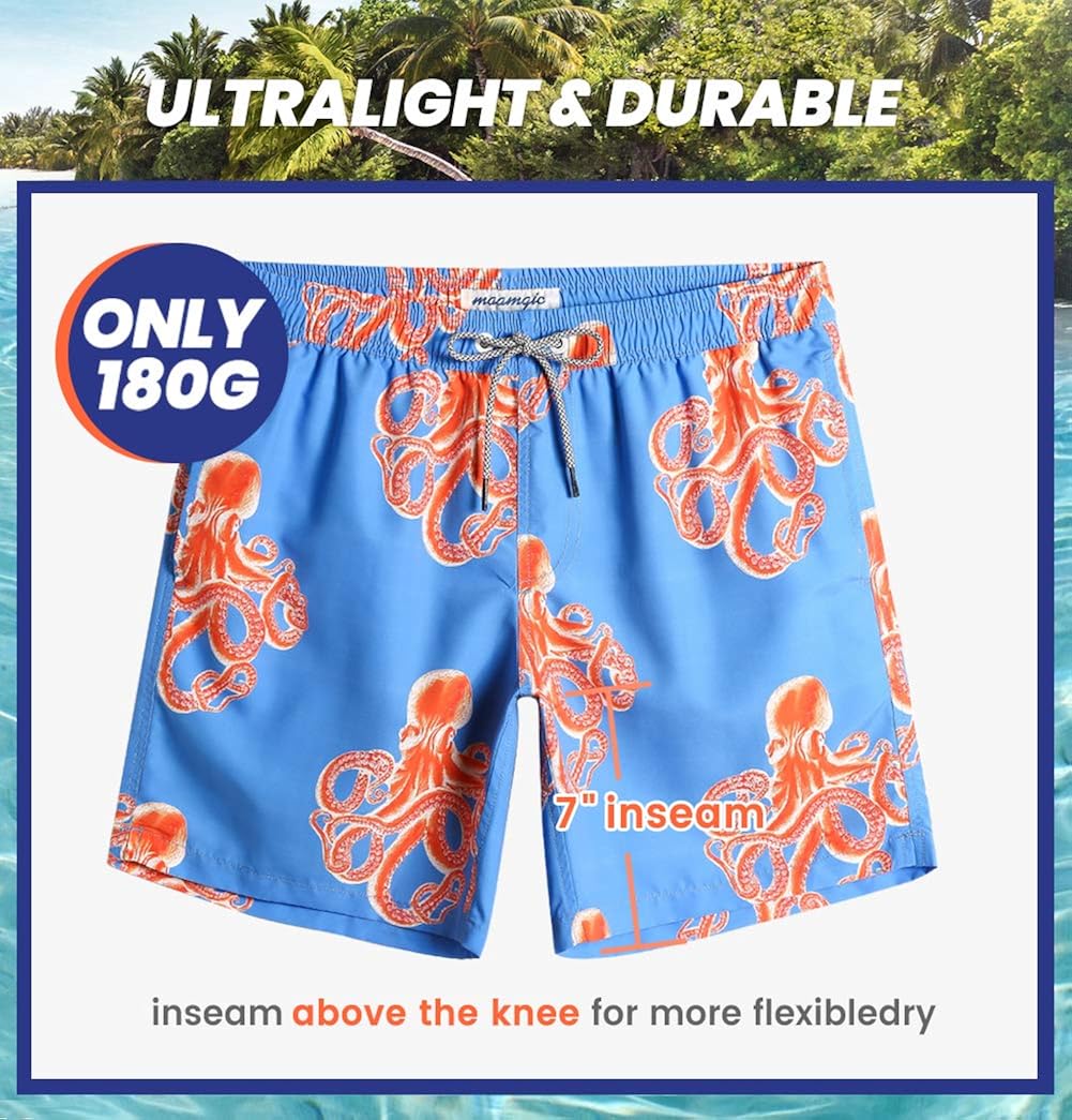 MaaMgic Pantaloncini da Bagno da Uomo Asciugatura Veloce Costume da Bagno  per Surf sulla Spiaggia Multi-funzioni Allenamento casa con Fodera in Mesh  con Fodera in Mesh lencicol Uomo Abbigliamento