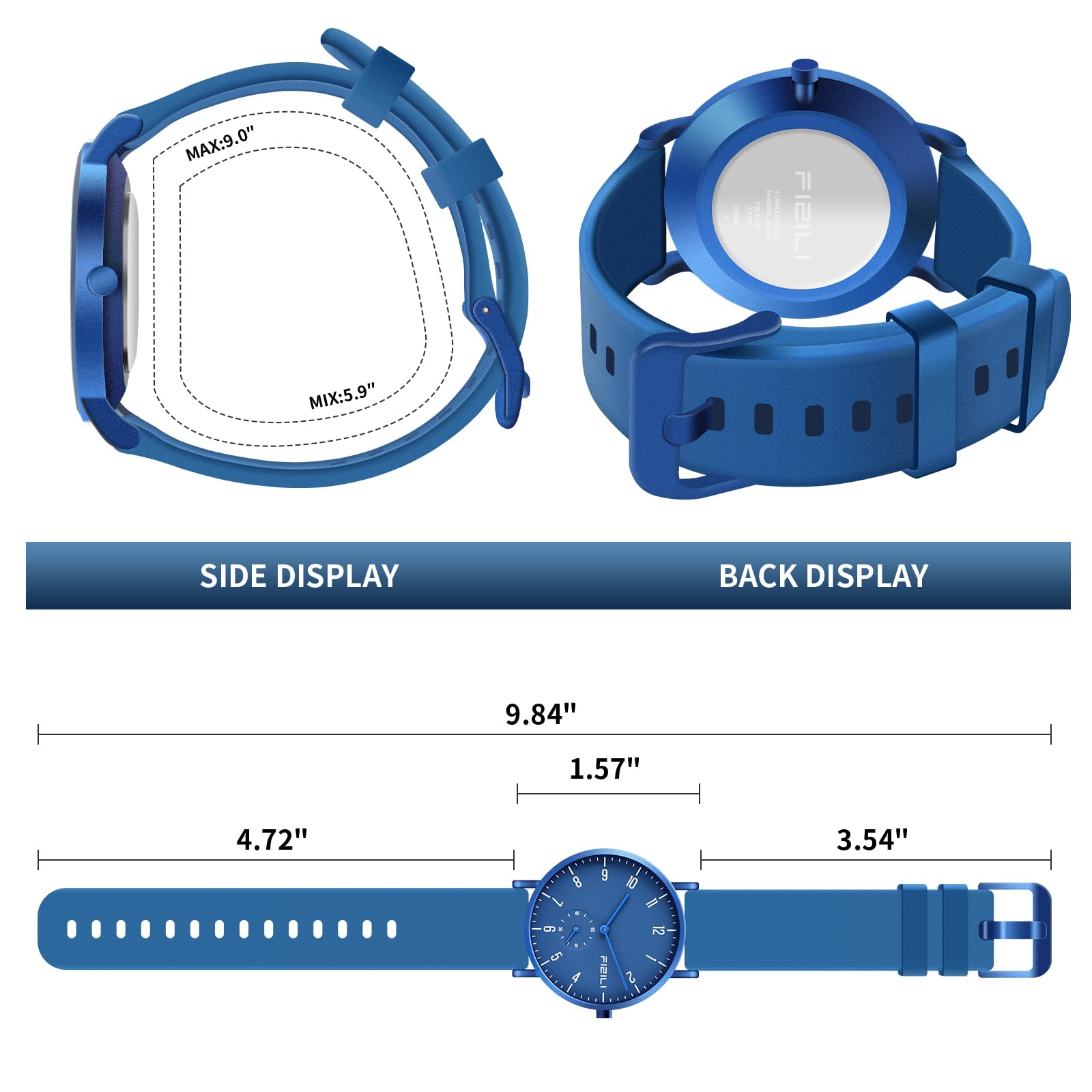 Orologio da polso da uomo, ultra sottile, minimalista, impermeabile, alla moda, per uomo o donna, con cinturino in silicone, 1100 blu, Moda