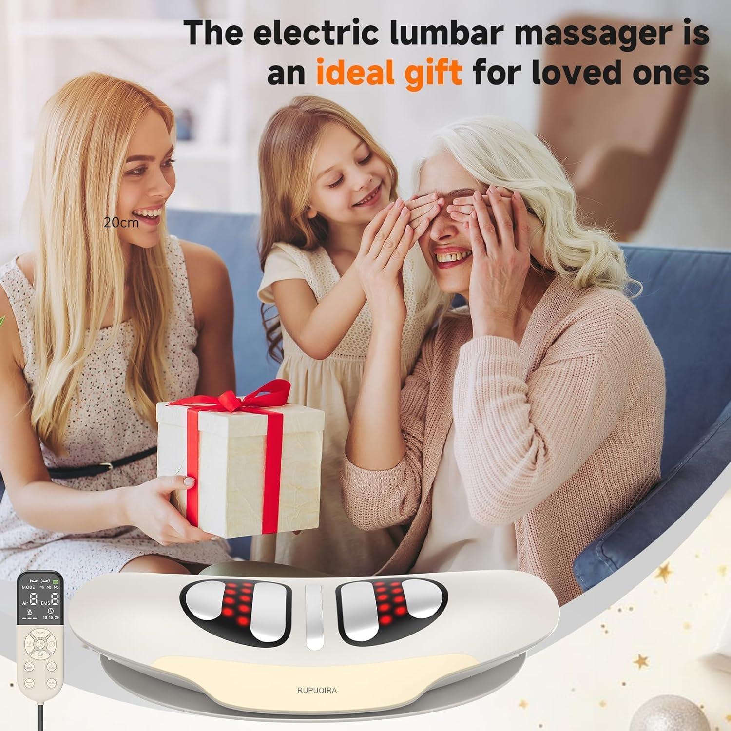 Electric Lumbar Back Traction Device-Dynamic Airbag Traction (WhiteBeige)