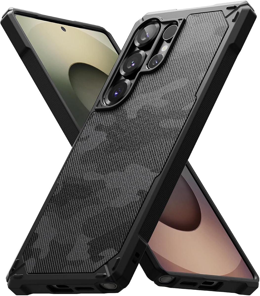 Funda Ringke para Samsung Galaxy S25 Ultra [Rugged Gear Camo Black] | Parachoques aumentado, resistente al aceite y la suciedad, protección mejorada de la lente de la cámara, agarre cómodo, antideslizante