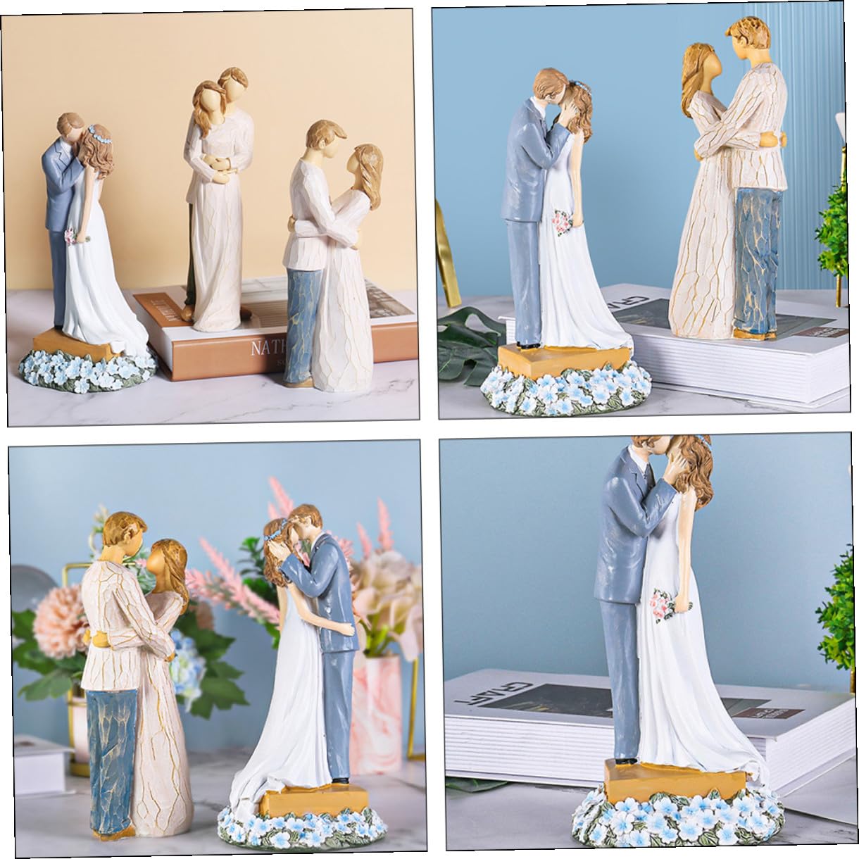 Ornements de Mariage pour Couples Décorations Sculpturales Figurines de Table Originales