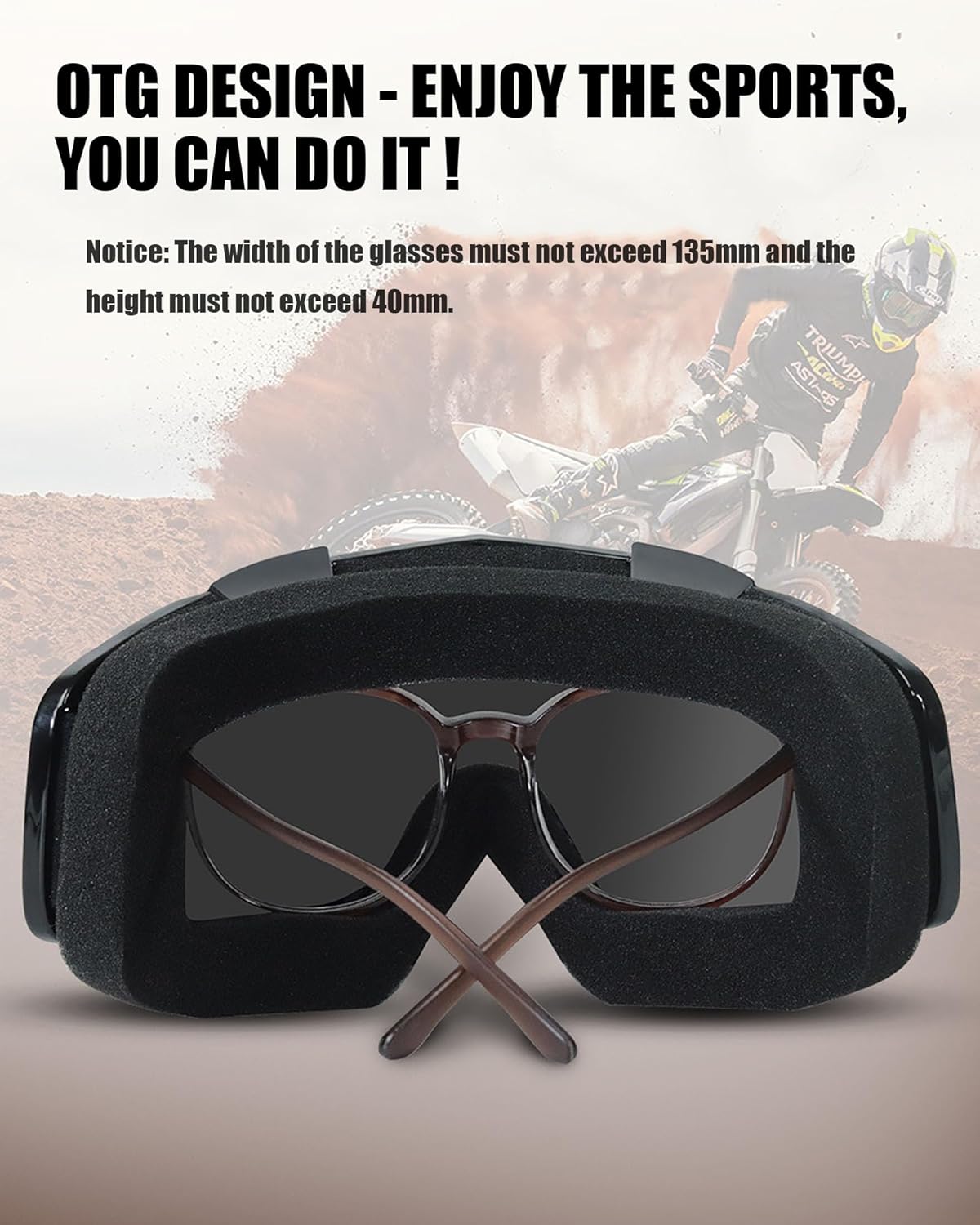 Sand Motocross Mountain Bike Goggles with Balaclava for Women Men Youth, Dirt Bike ATV MX MTB Racing Safty Glasses - Image 6