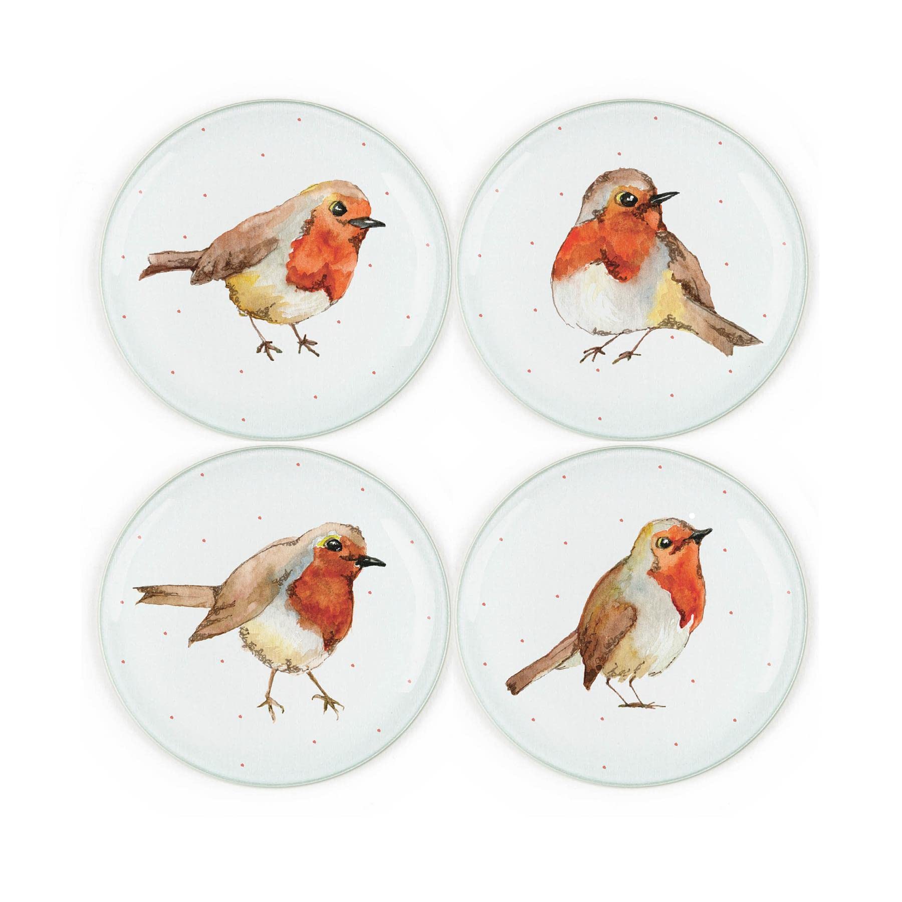 Purely Home Robins Glass CoastersSet Of 4 Non-Slip Round Glass CoastersTable & Dining Table Mats
