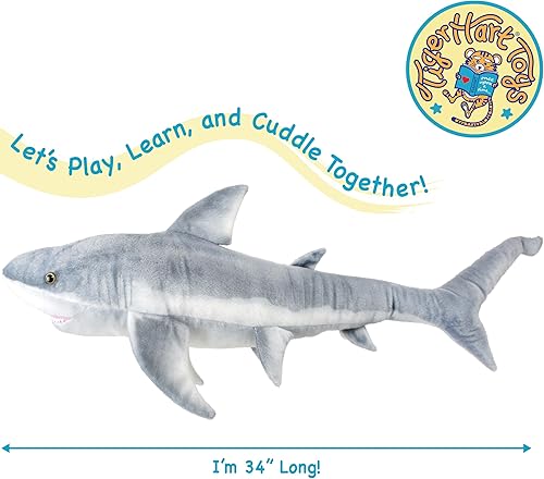 Miniatura 2 de Sammy The Shark - Peluche de 34 pulgadas de largo, color blanco