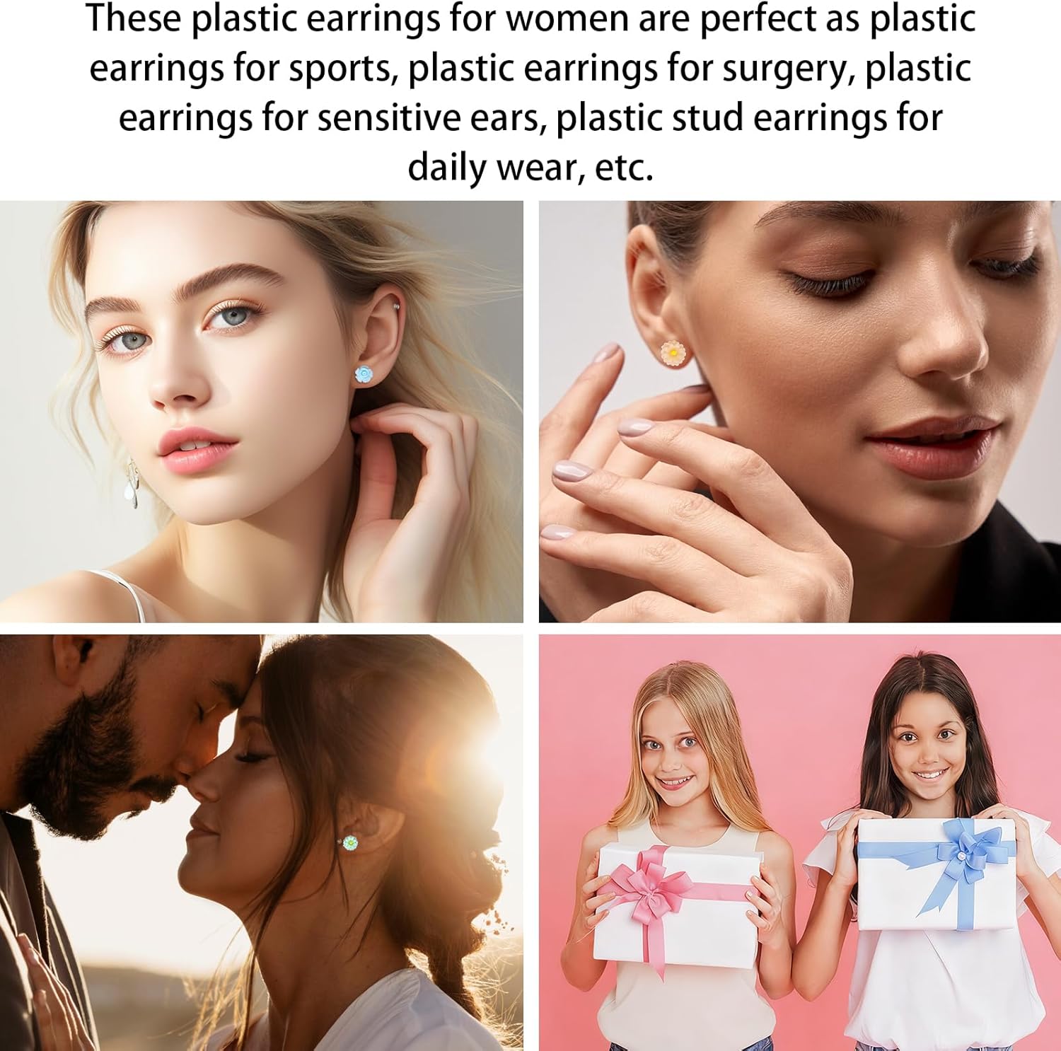 Sibba 16 Pairs Plastic Post Earrings for Sensitive Ears Non-Sensitive Earring for Women Non-Tarnish Flower Stud Earrings Set with Daisy Rose Lotus Designs Lightweight Fashion Jewelry Gift for Women - Image 7