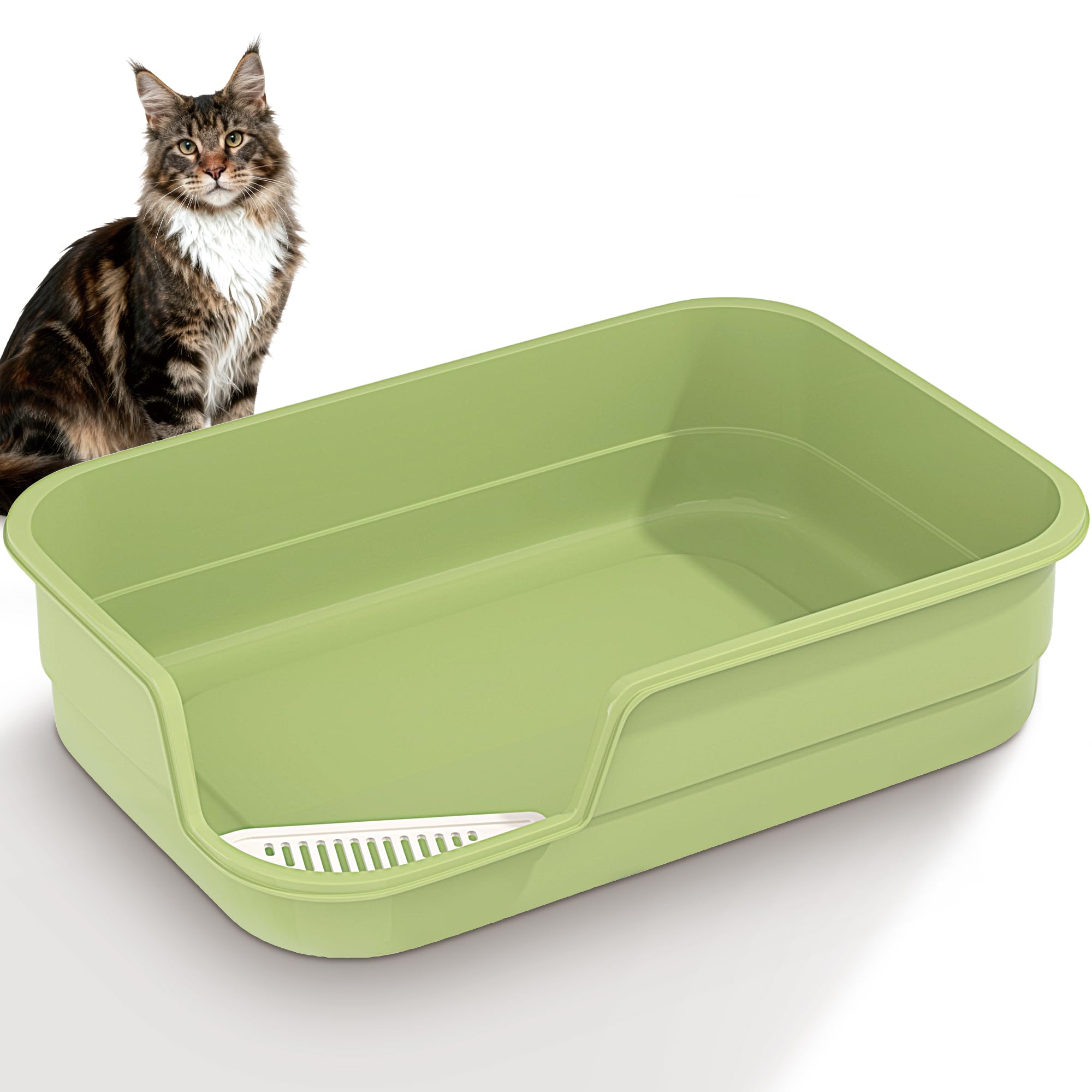 Vealind Extra Large Cat Litter Tray with High Sided and Low Entrance 60 X 40 X 15 CM XL Litter Trays for Cats Leak Proof Easy Clean Cat Litter Box