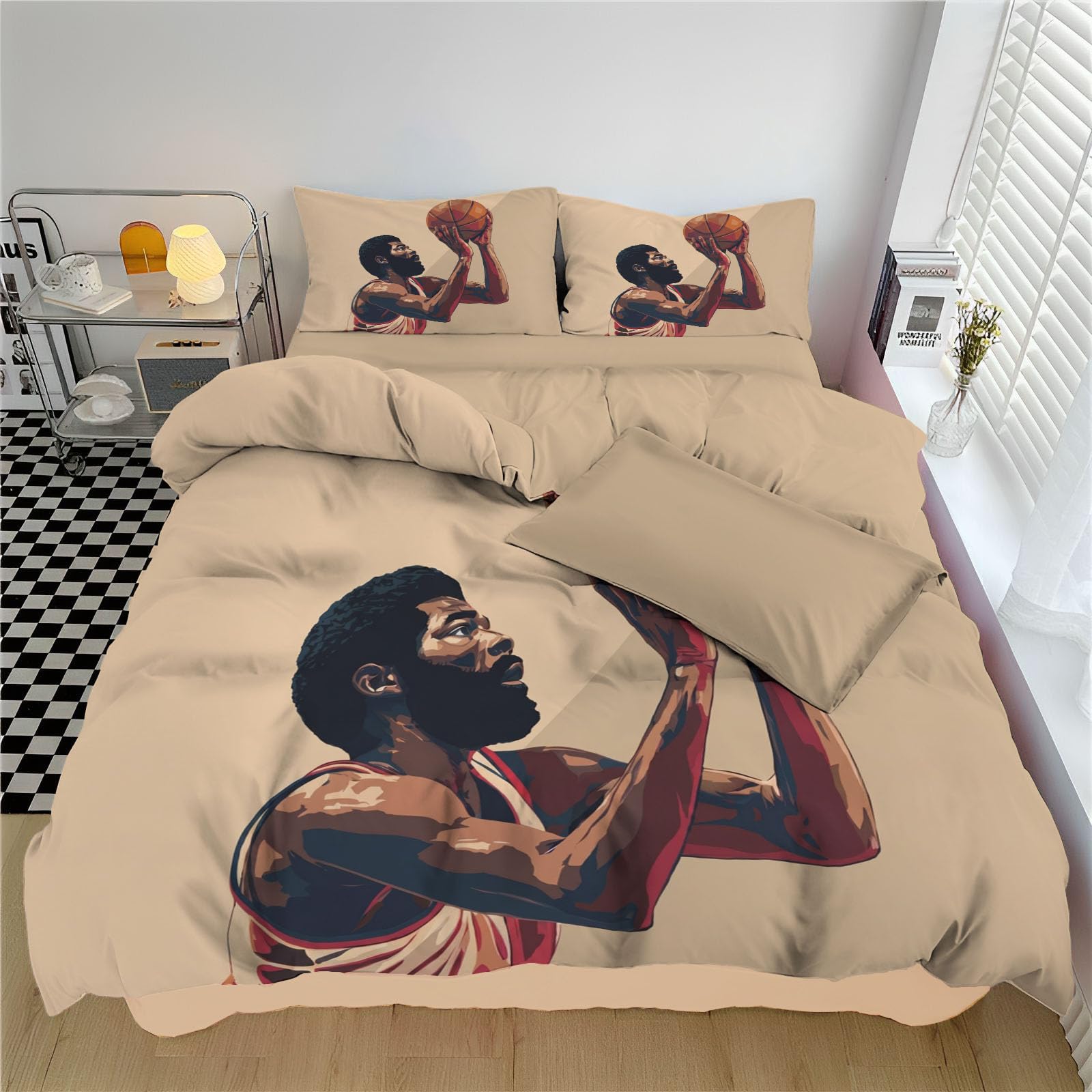 Housse de Couette Basket-Ball Respirante 240x260cm avec Fermeture Éclair